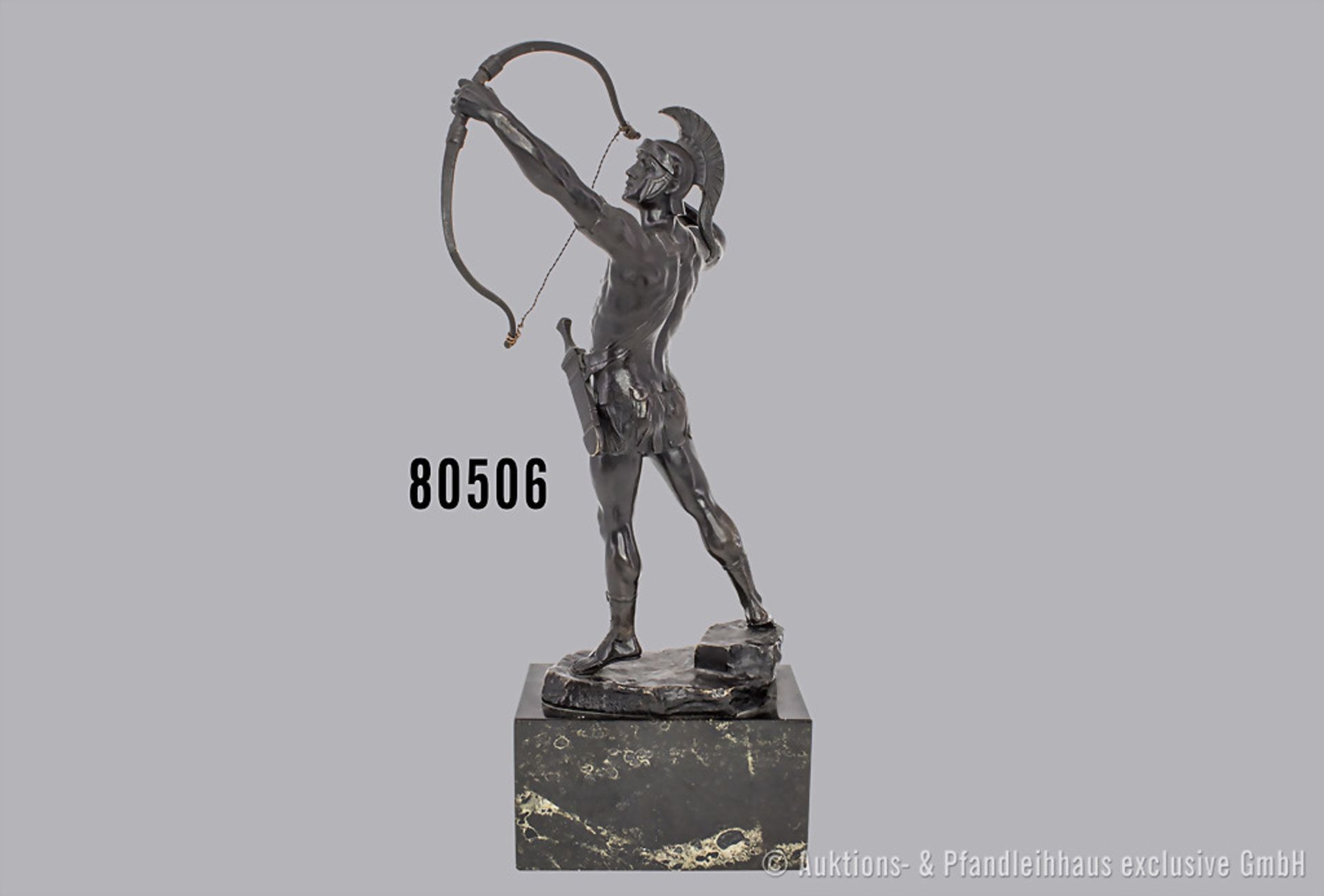 Bronzeskulptur Bogenschütze, signiert "Effenberger", Bronzeguss, Gießereistempel "Bronze ... - Bild 2 aus 3