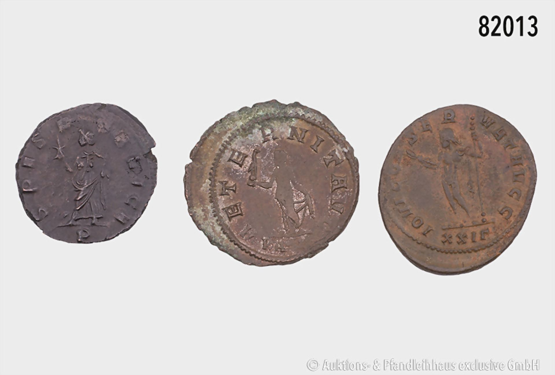 Römische Kaiserzeit, Konv. 3 Antoniniane, Carinus, Rs. Aeternitas, Claudius II. ... - Bild 2 aus 2