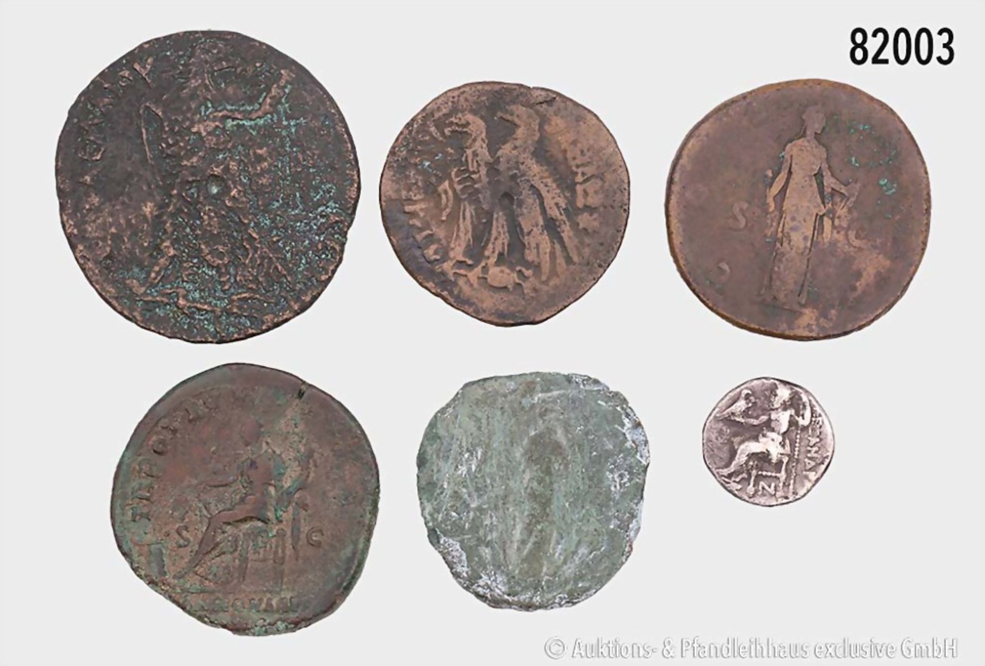 Griechen und Römer, Konv. 6 Münzen, dabei Drachme Alexander des Großen, Großbronze ... - Bild 2 aus 2