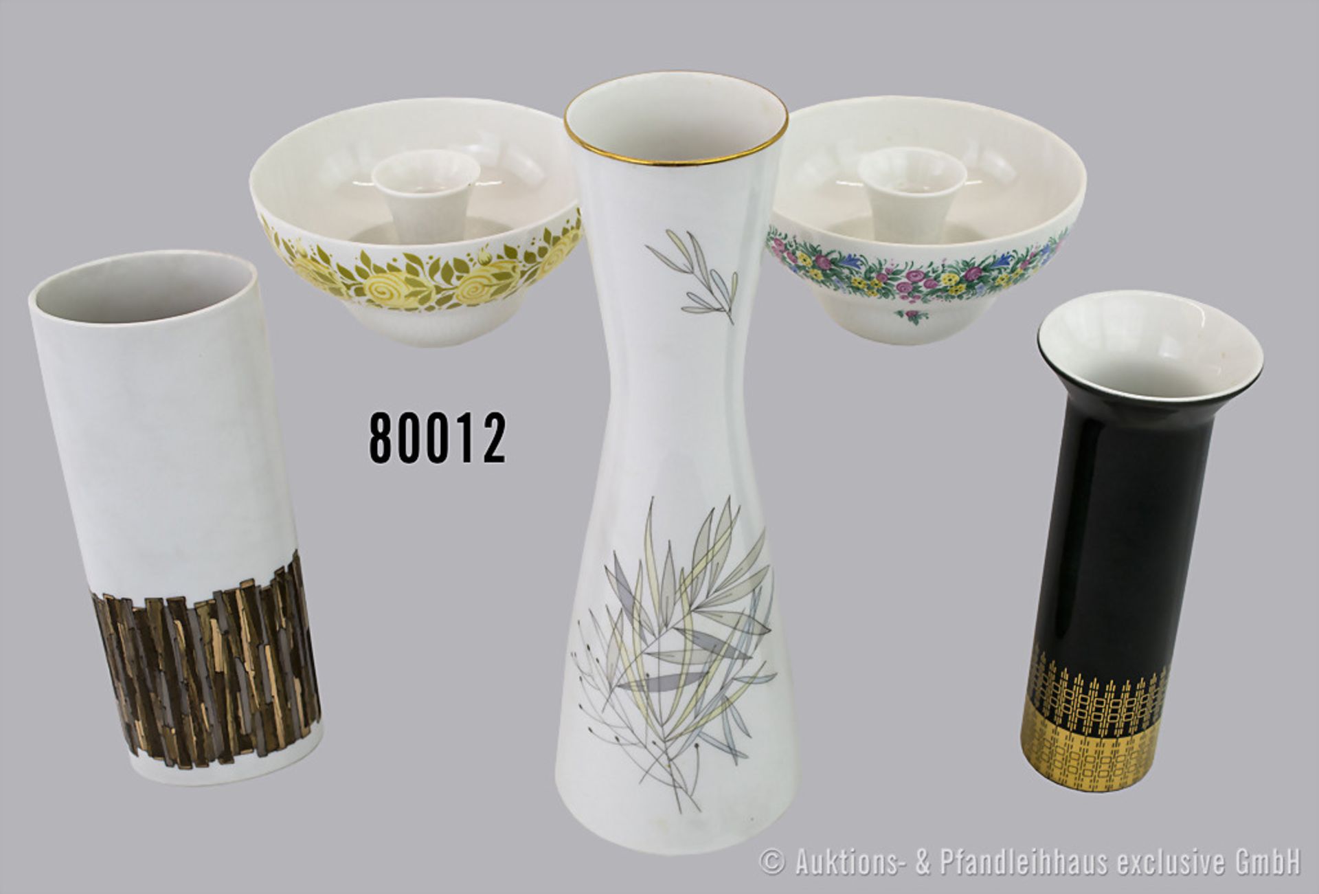 Konv. 5 Rosenthal Porzellan Objekte, dabei 2 Kerzenleuchter, Serie Romanze, versch. ...