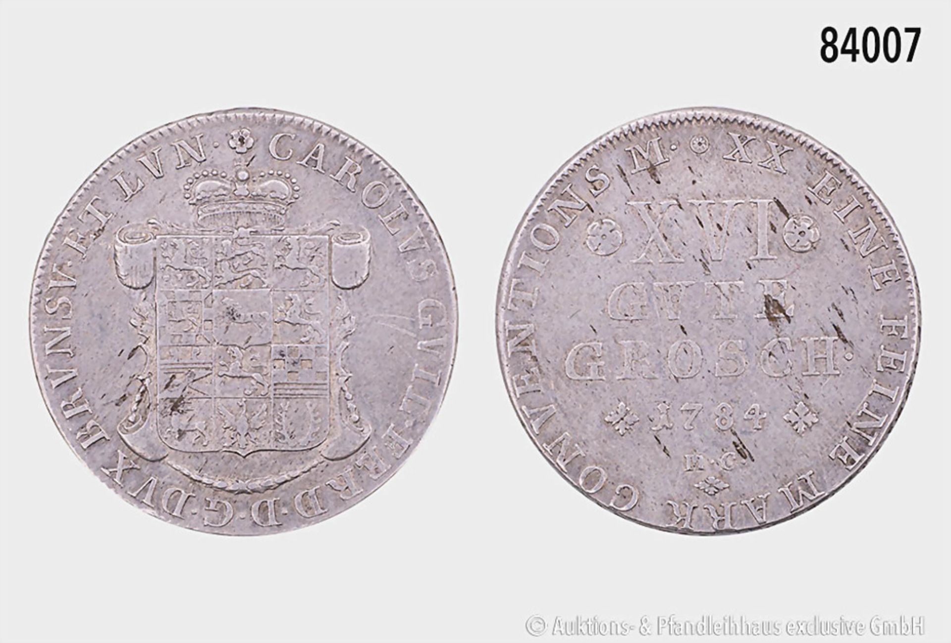 Braunschweig-Wolfenbüttel, XVI Gute Groschen 1784 M.C., 833er Silber, 13,9 g, 32 mm, ...