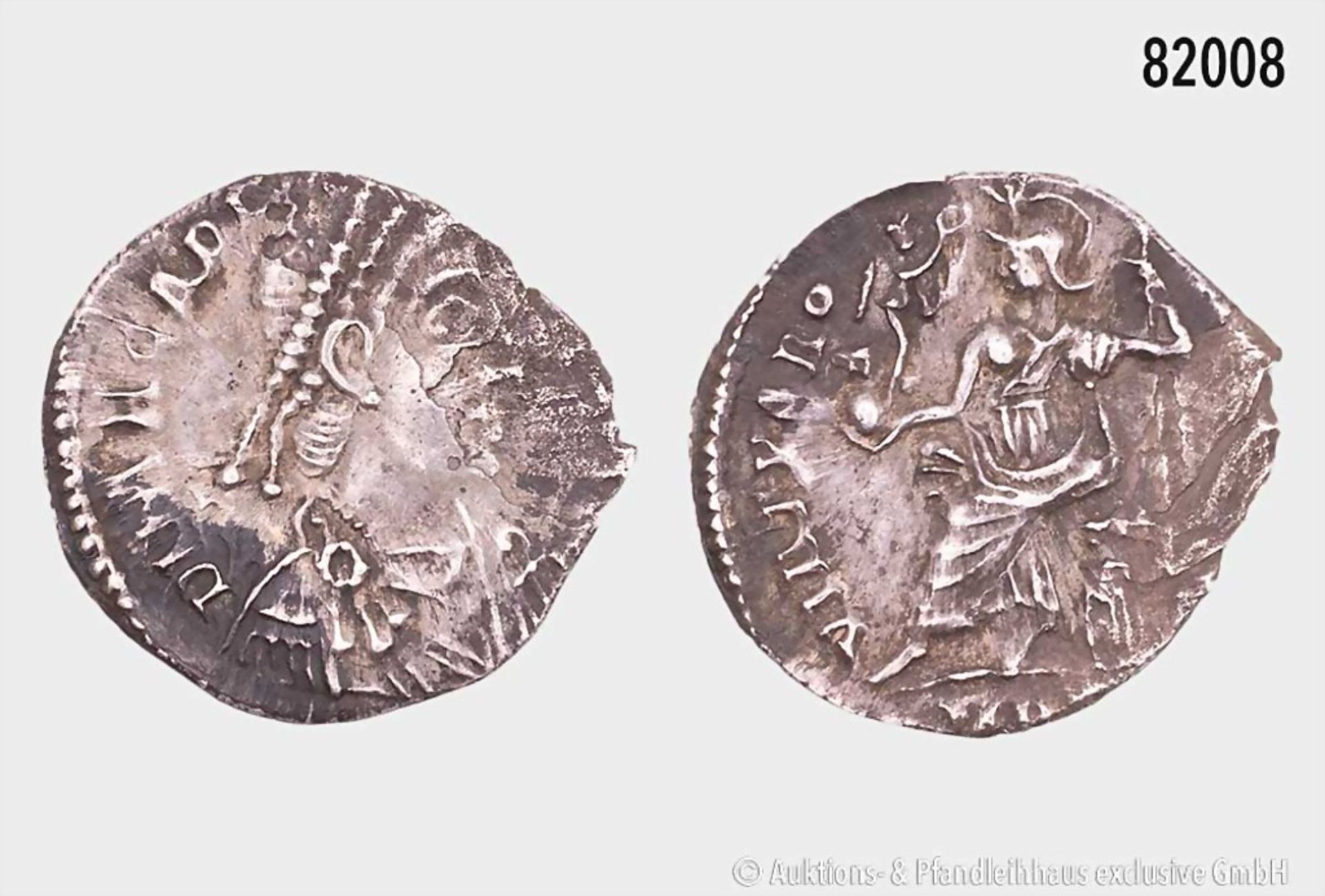 Römische Kaiserzeit, Arcadius, Siliqua, Trier (?), Rs. Roma nach links sitzend, 1,44 g, ...