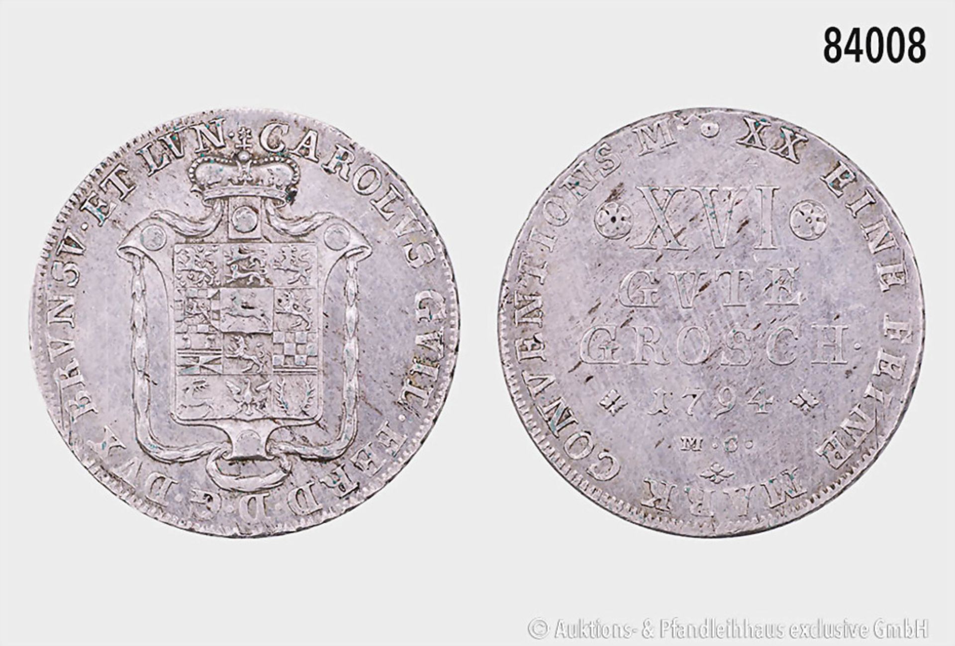 Braunschweig-Wolfenbüttel, XVI Gute Groschen 1794 M.C., 833er Silber, 13,92 g, 32 mm, ...