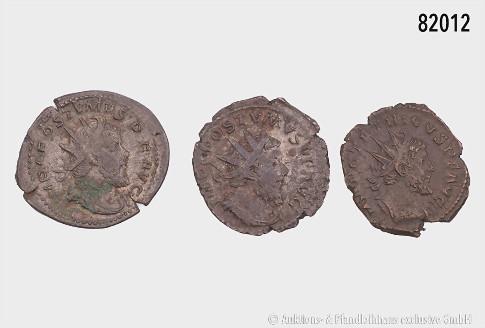 Römische Kaiserzeit, Konv. Postumus, 2 Antoniniane, davon 1 x mit Rs. Hercules, und ...
