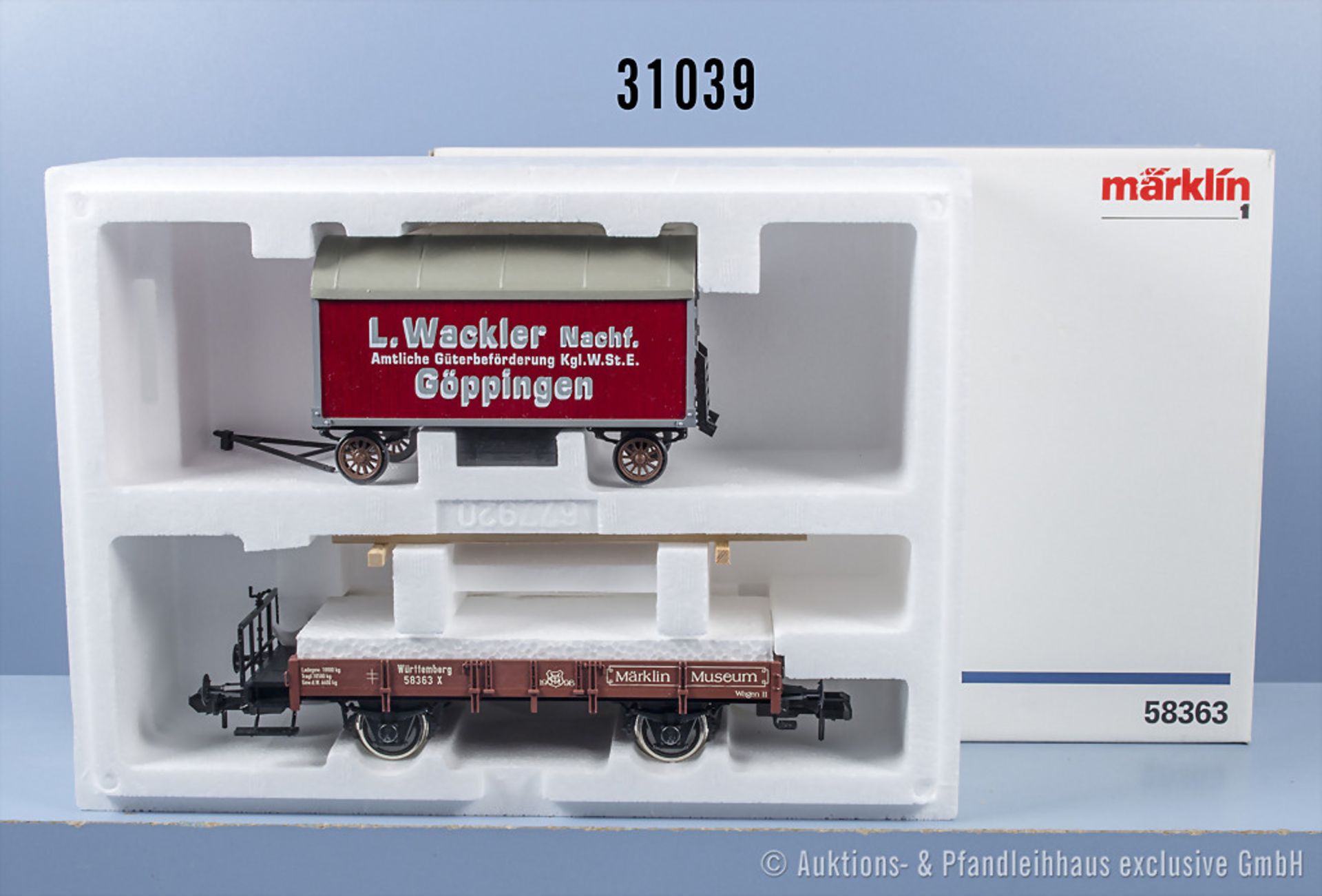 Märklin Profi 1 58363 Museumswagen von 1998 als Niederbordwagen mit Möbelanhänger als ...