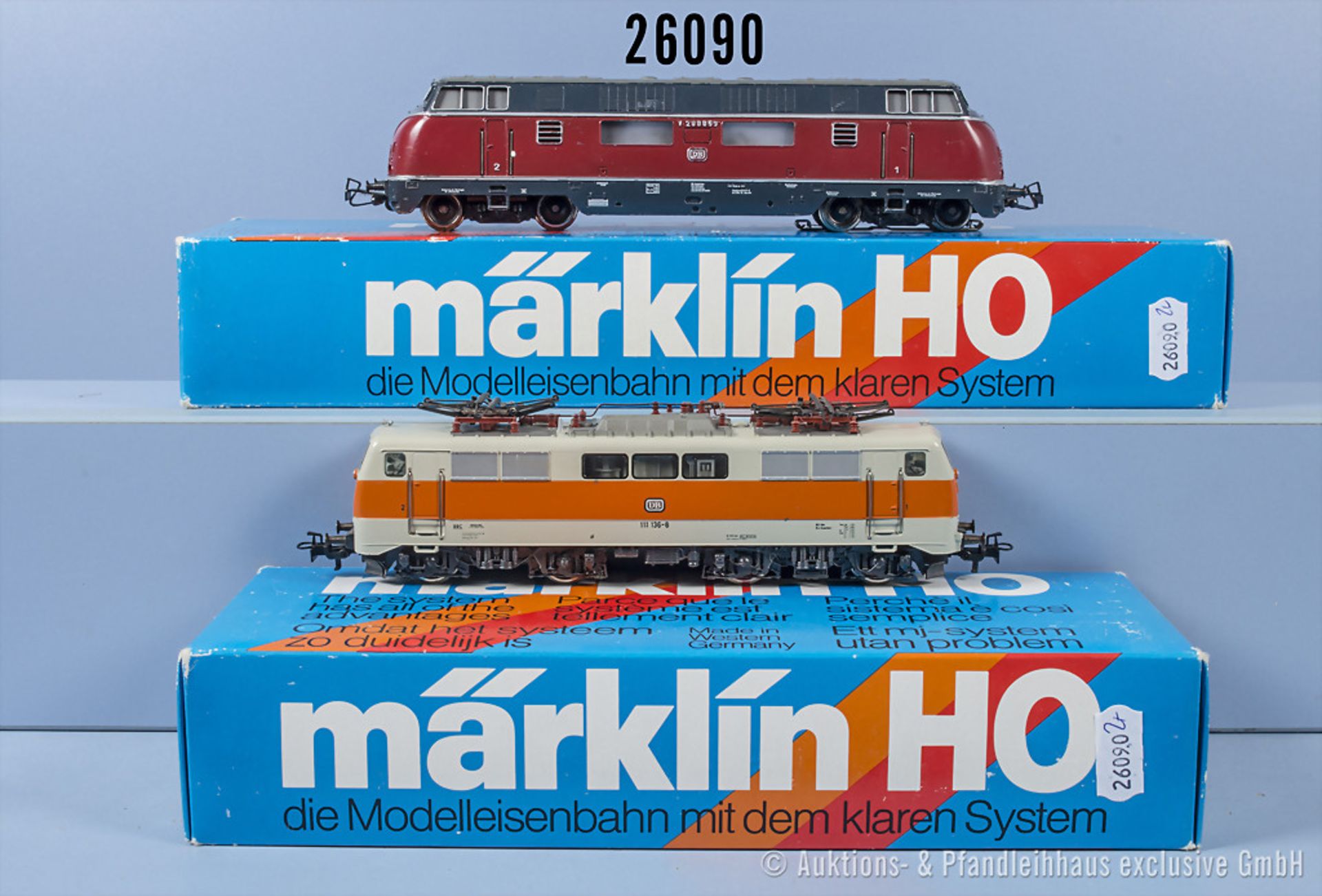 Konv. 2 Märklin H0 Lokomotiven, dabei 3021 Diesellok der DB, BN V 200 060 und 3155 E-Lok ...