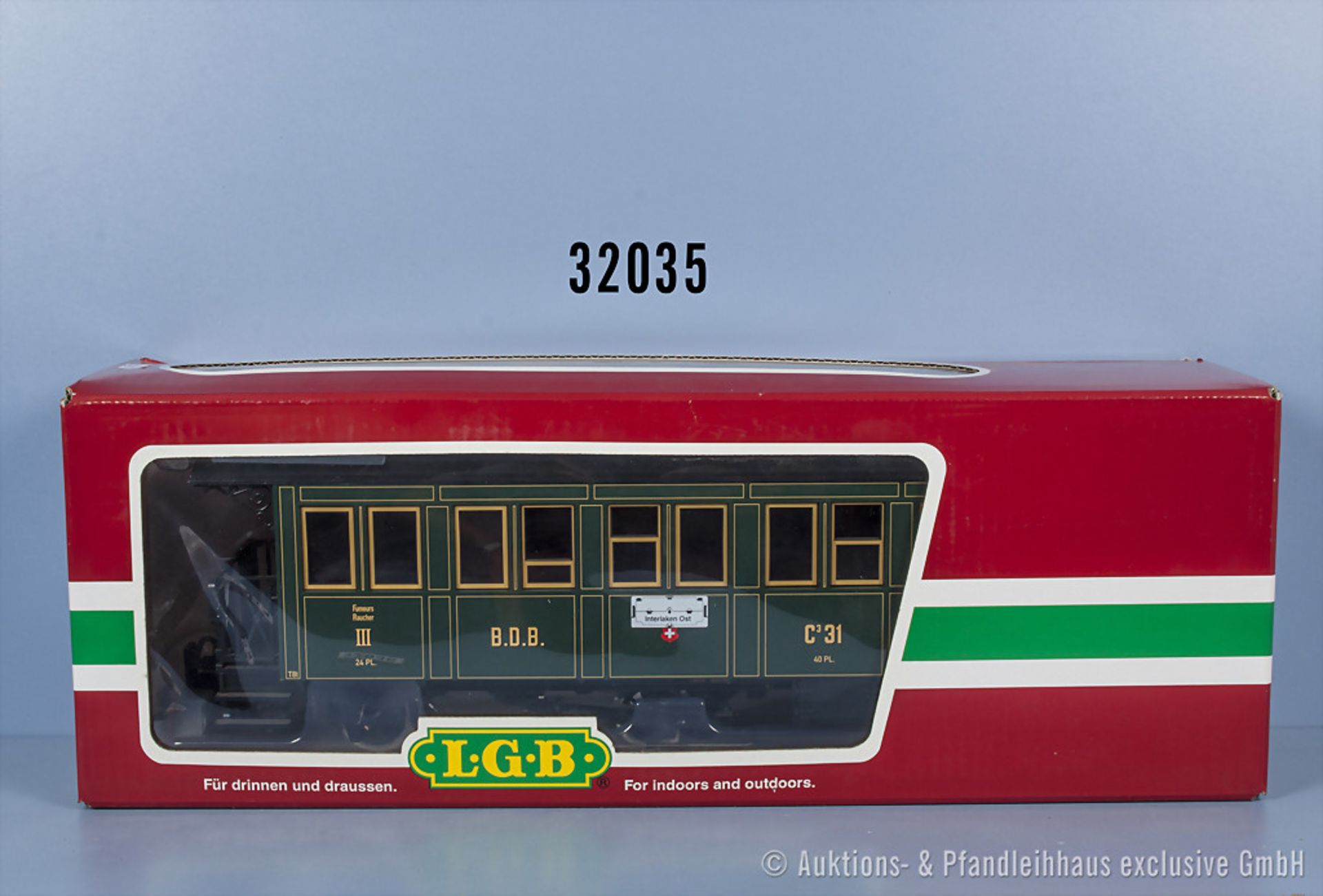 LGB Spur llm 30330 Personenwagen der B.D.B. mit Innenbeleuchtung, Zustand 1, in OVP, OVP ...
