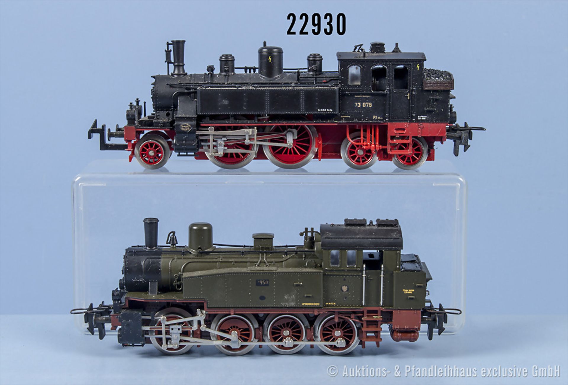 Konv. 2 Trix express H0 Lokomotiven, dabei Tenderlok der KPEV, BN 7950, Achsfolge D und ...