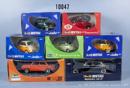 Konv. 7 Revell Modellfahrzeuge, dabei Isetta 250, Goggomobil, Messerschmitt KR 200, NSU ...
