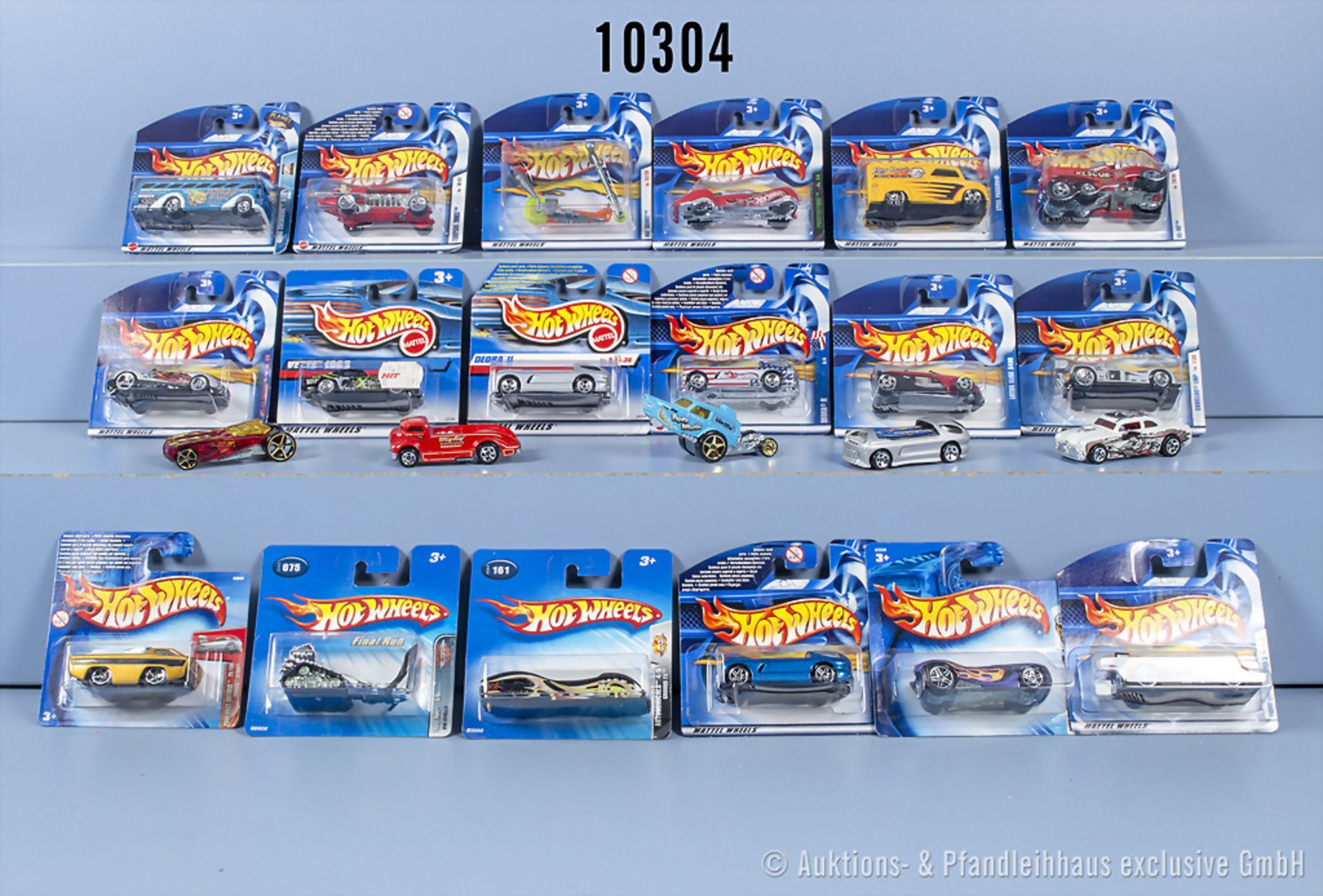 Konv. über 70 Hot Wheels Mattel Modellfahrzeuge, dabei Ferrari 333 SP, Chevy 1957, ...