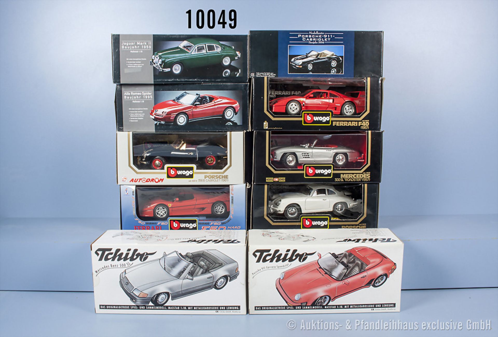 Konv. 10 Modellfahrzeuge, dabei Porsche 911 Carrera Speedster, Mercedes 300 SL, Porsche ...