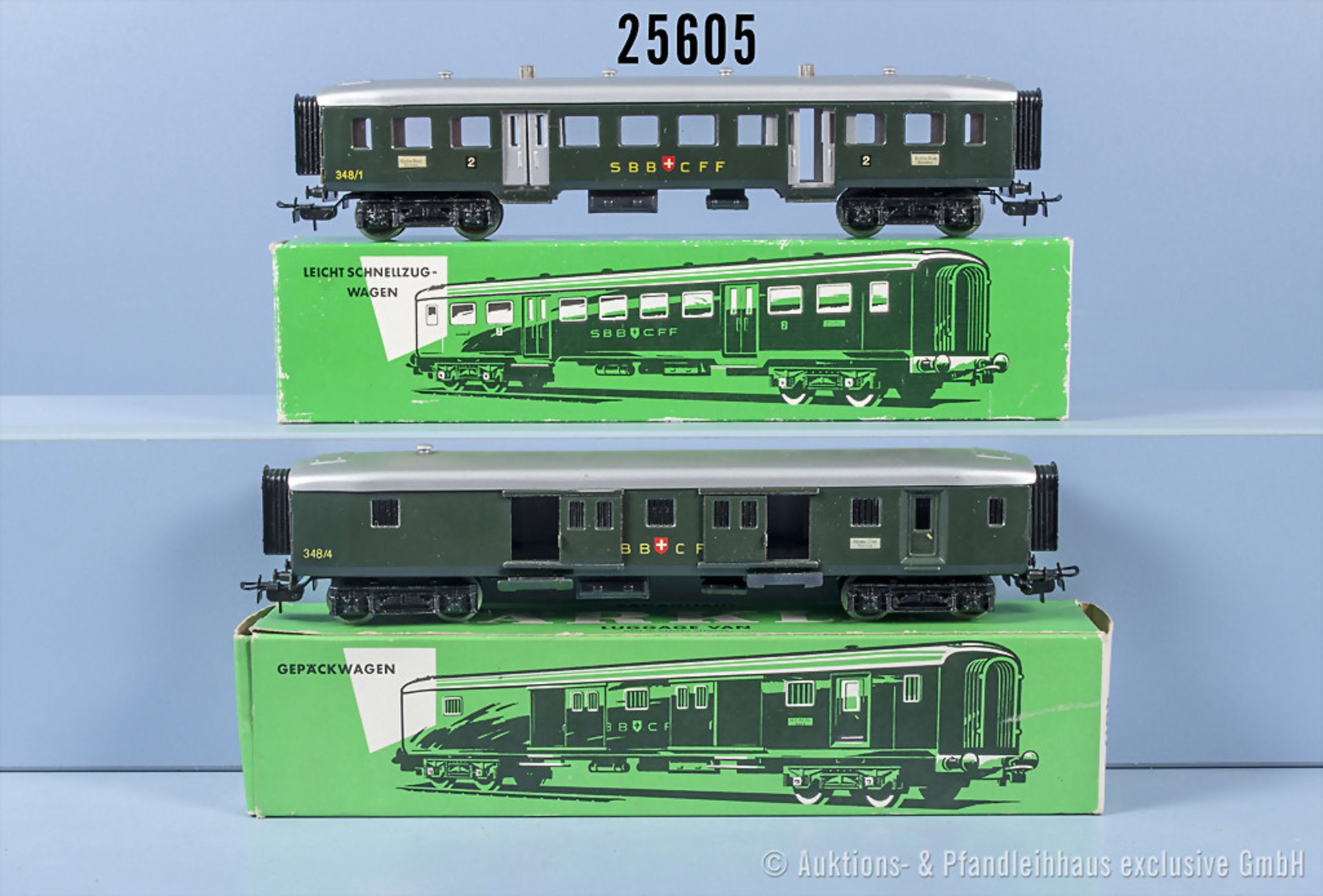 Konv. 2 Märklin H0 D-Zug Wagen, dabei 4017 Typ 4 Gepäckwagen und 4038 Typ 1 ...