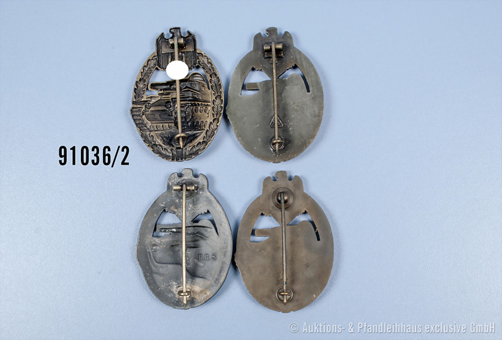 Konvolut 4 Panzerkampfabzeichen in Bronze, jeweils Zinkausführung, Originalität aller ... - Bild 2 aus 2