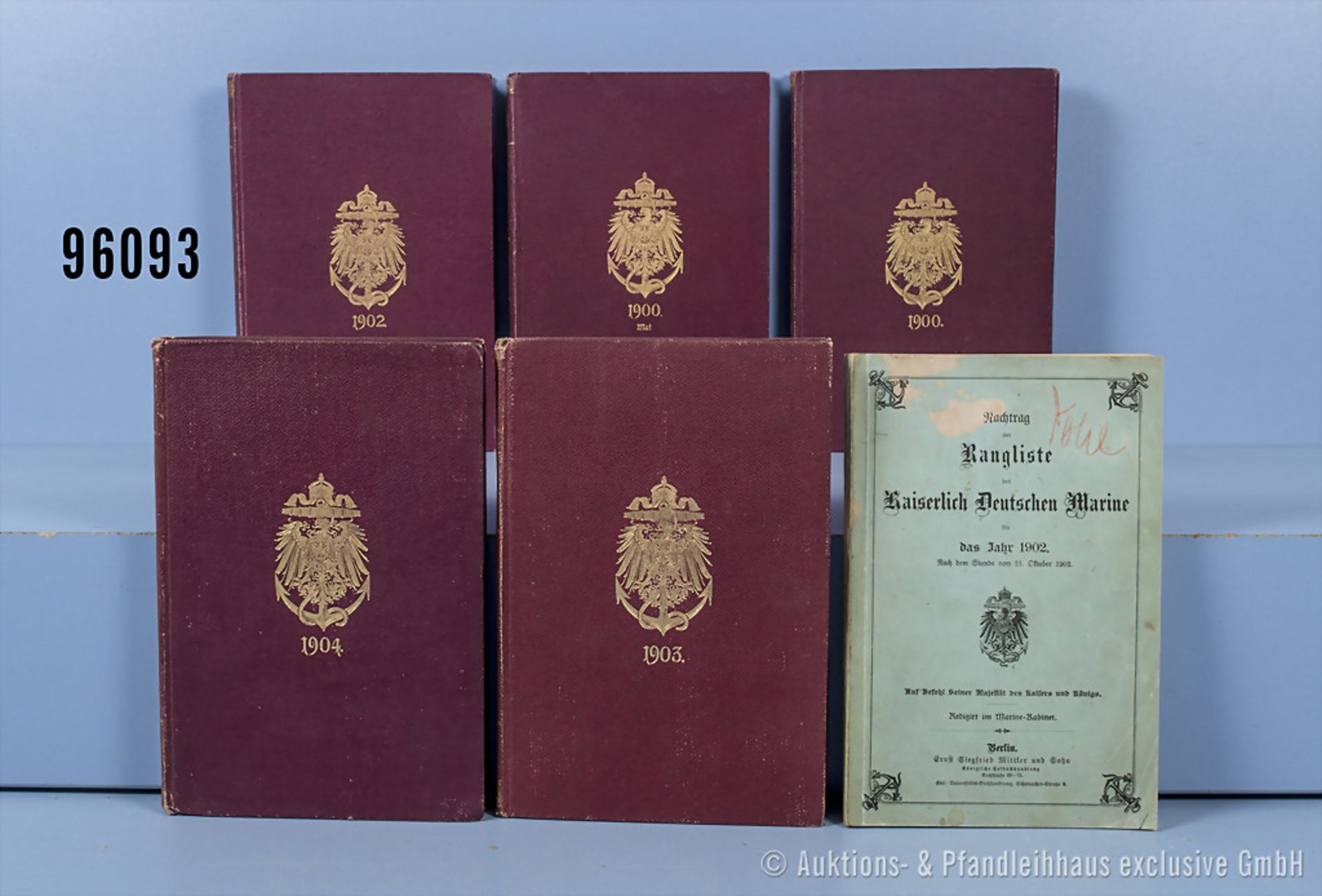 Konv. 6 "Ranglisten der Kaiserlich Deutschen Marine", 1900 (2 versch. Ausgaben), 1902 ...