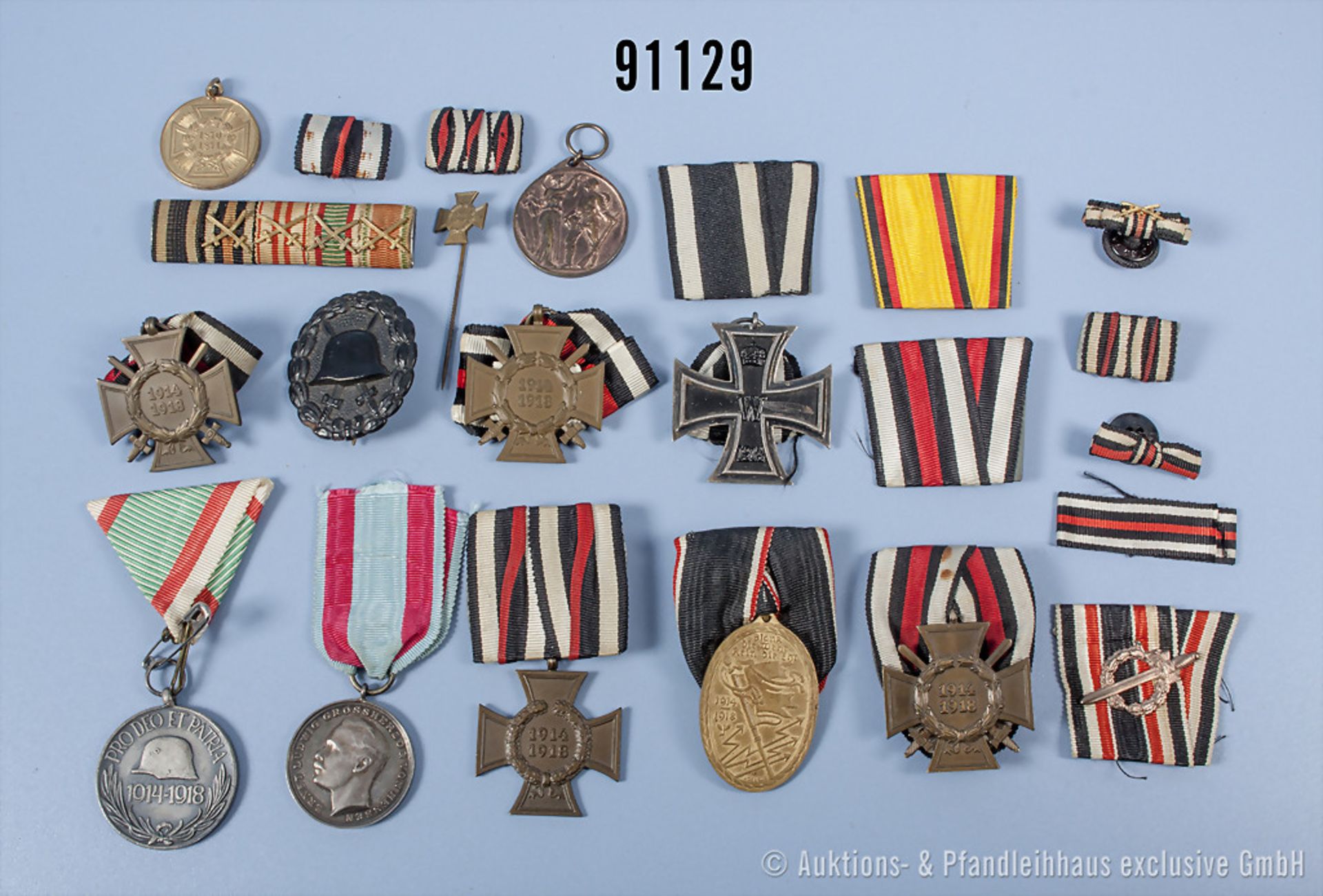 Konvolut EK2 1914, 3 EKF, EKT mit dazugehöriger Miniatur, Kyffhäusermedaille, Ehrenmünze ...