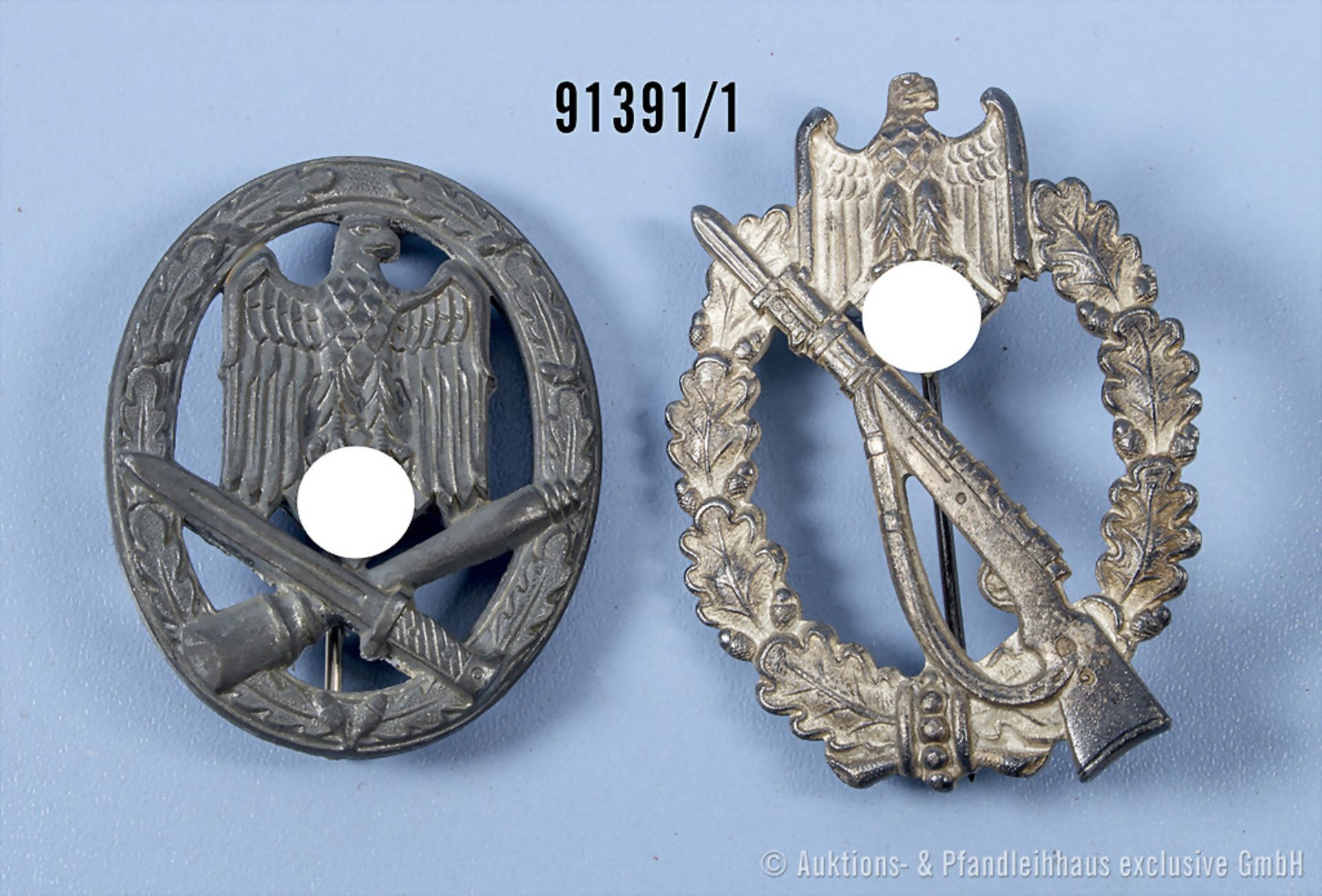 Konv. Infanterie-Sturmabzeichen in Silber, Zinkausf., Hersteller "CW" und Allgemeines ...
