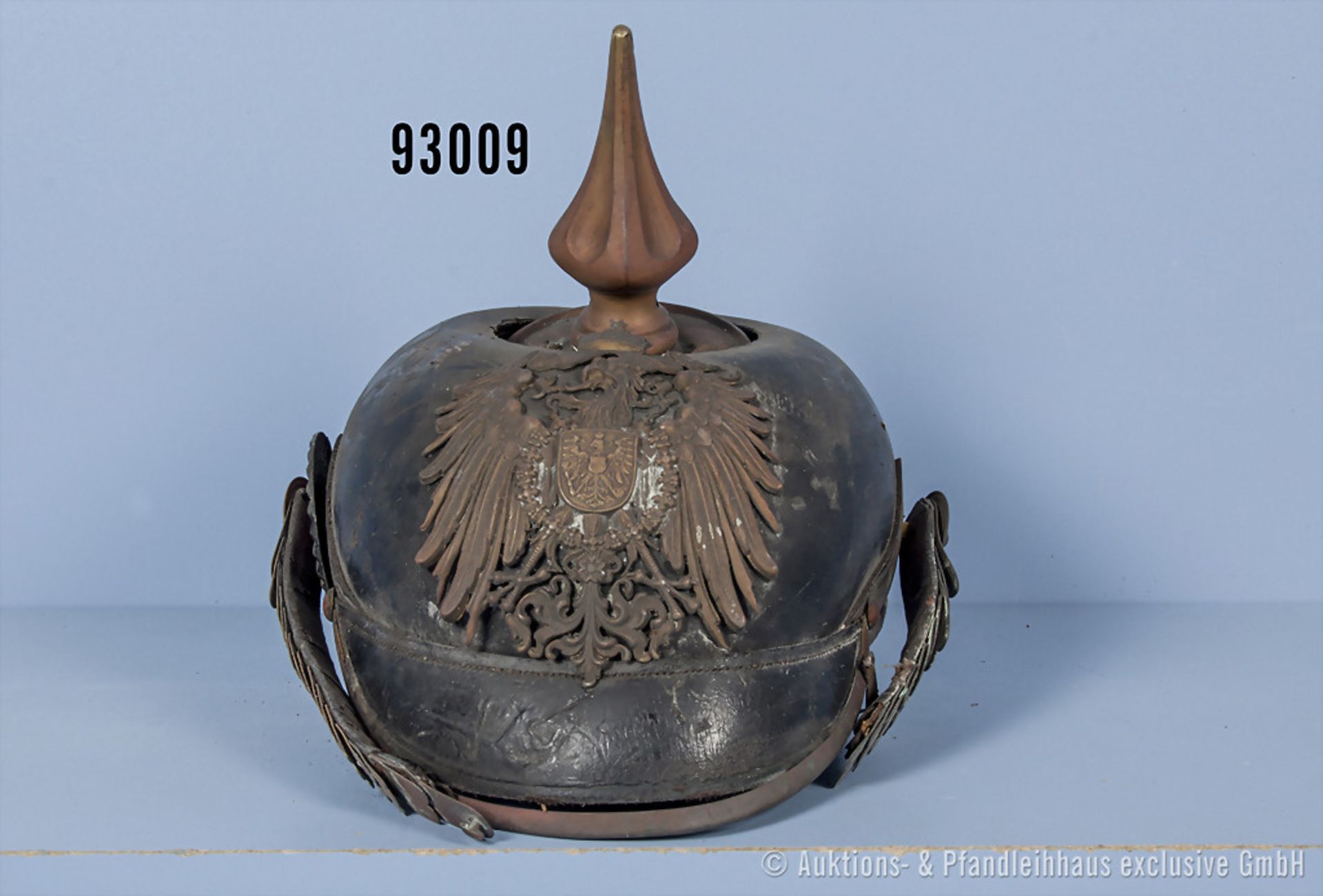 Preußen stark beschädigte Polizei-Pickelhaube, Ersatzteilspender, bitte ...