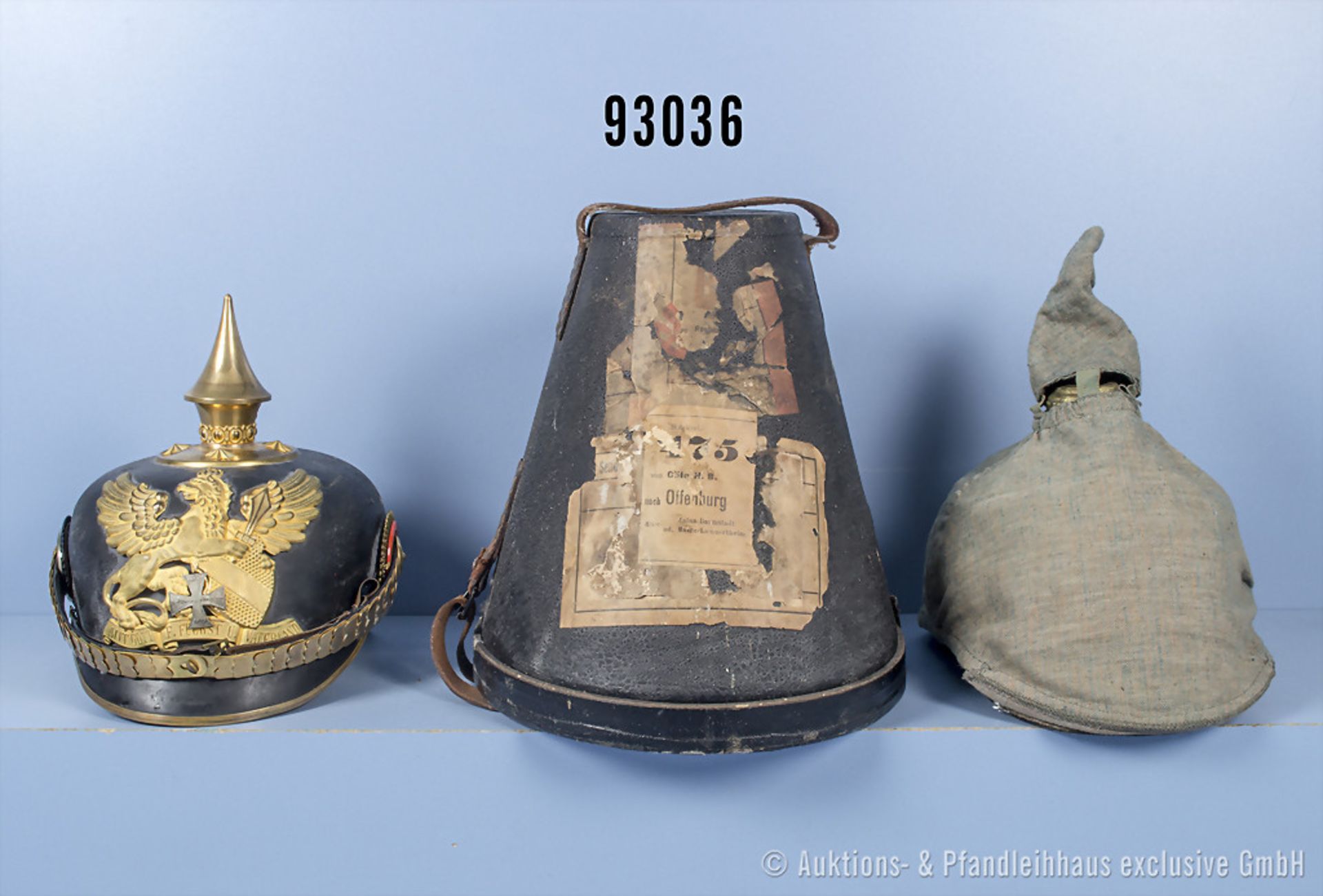 Großherzogtum Baden Pickelhaube für Reserveoffiziere der Infanterie, komplett mit ...