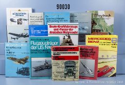 Konv. 48 Bücher und Broschüren, NK, überwiegend über den 2. WK, Militärtechnik, ...