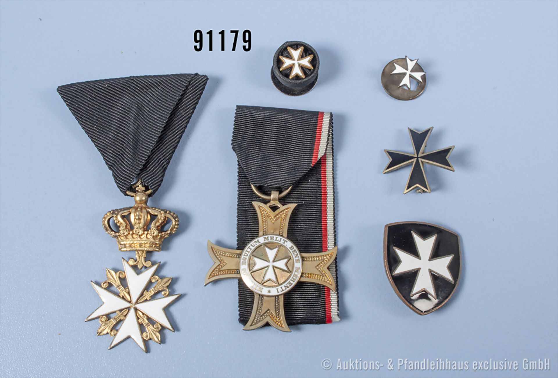 Konv. Malteser-Orden, Goldenes Verdienstkreuz, Ritterkreuz, 3 Miniaturen sowie ...