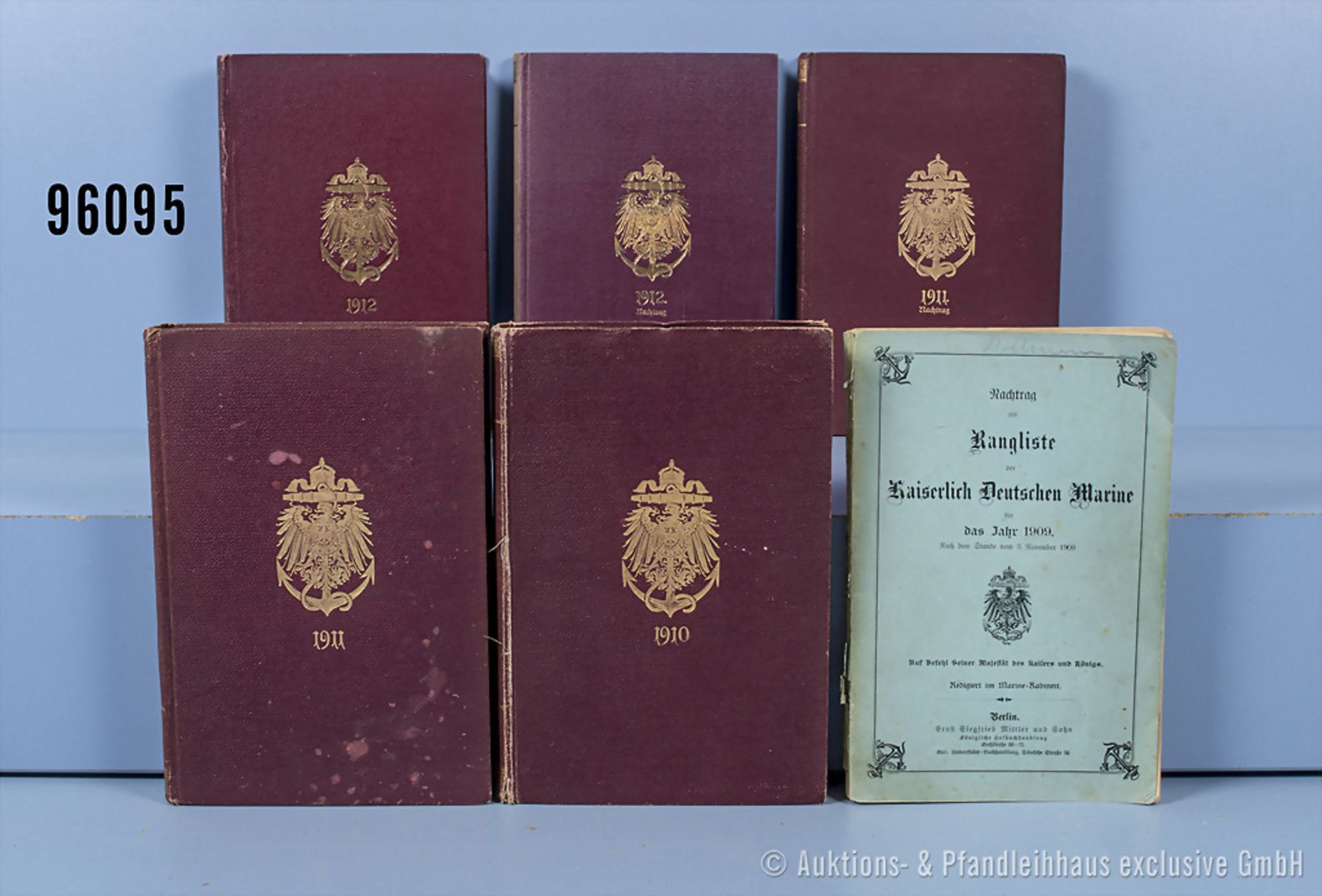 Konv. 6 "Ranglisten der Kaiserlich Deutschen Marine", 1909 (broschiert), 1910, 1911, ...