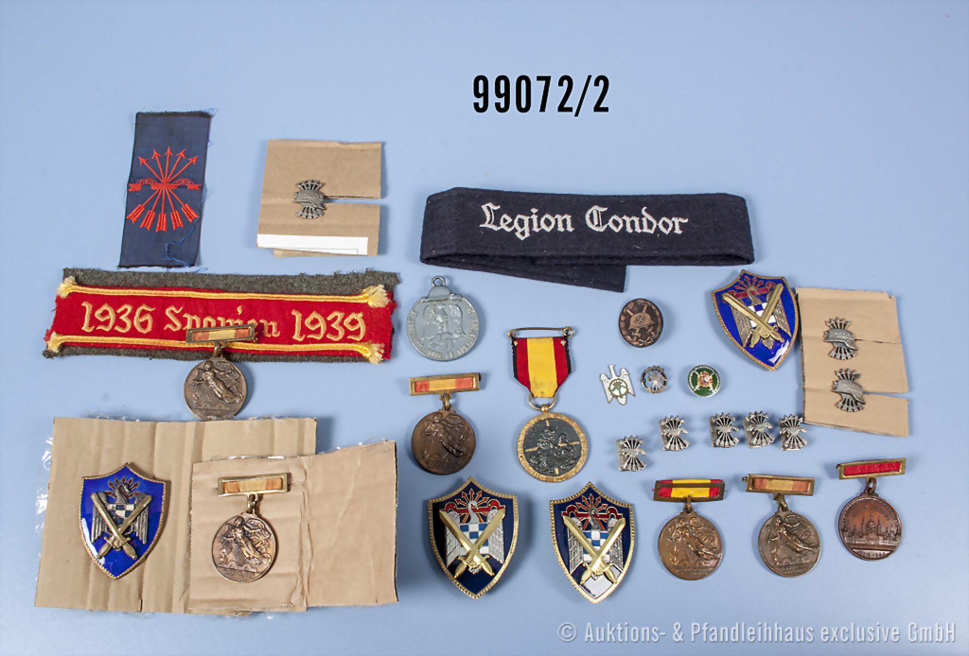 Konv. Spanischer Bürgerkrieg / Legion Condor, 2 Schärpen mit Metallbanderole "1936-1939" ... - Bild 2 aus 2