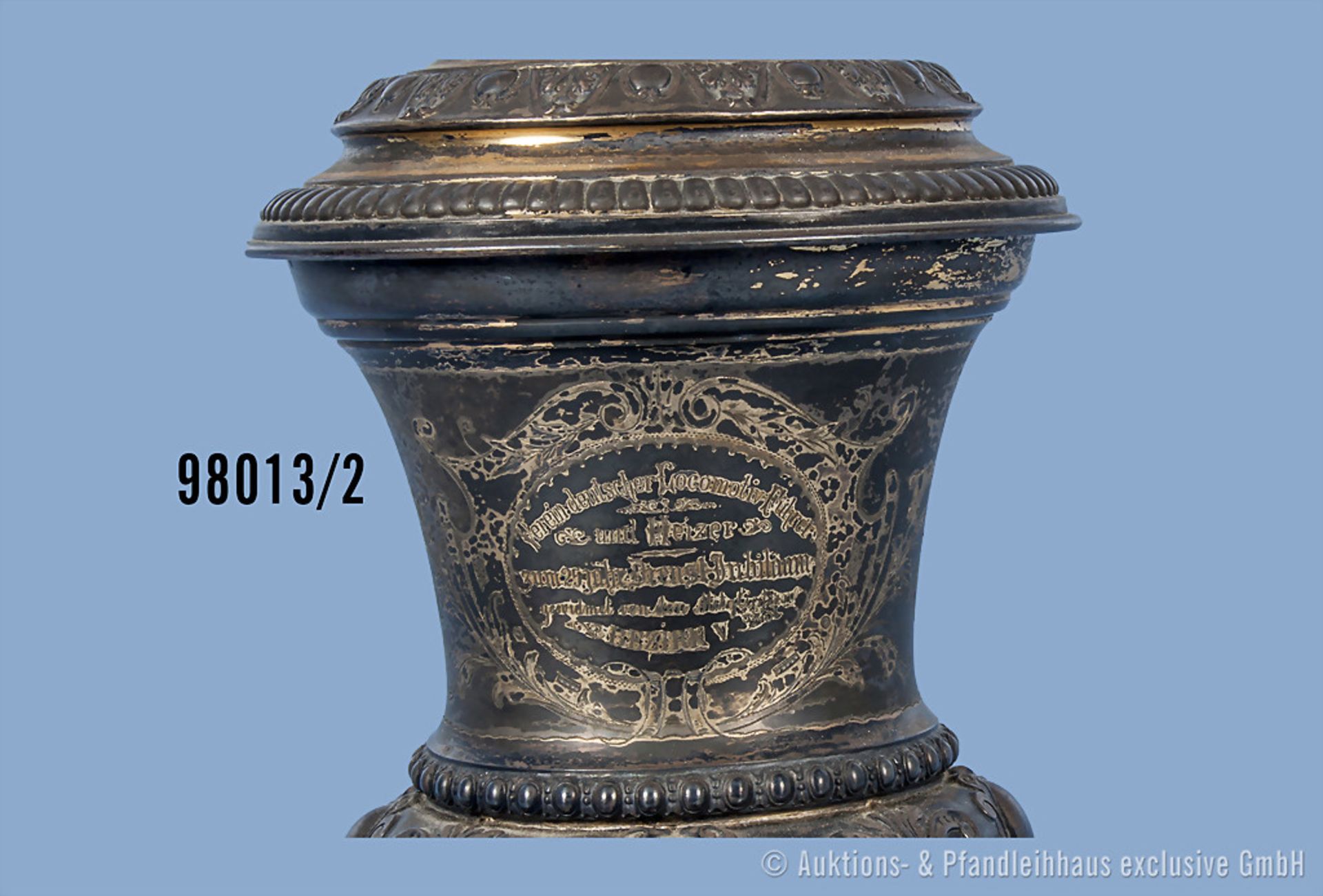 versilberter und vergoldeter Pokal mit dazugehörigem Deckel, Gravur "Verein deutscher ... - Image 2 of 2