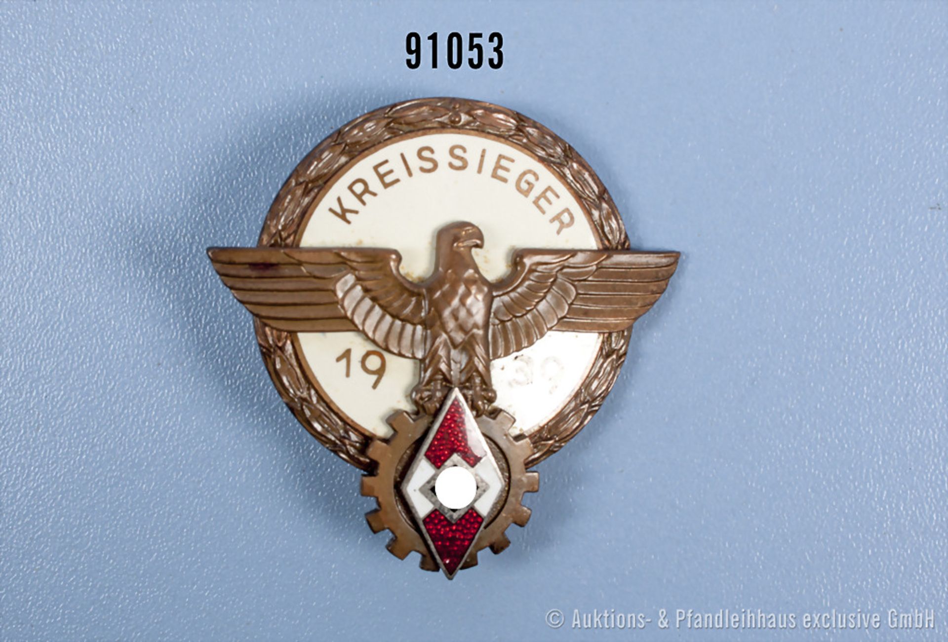 Abzeichen für Kreissieger 1939, Hersteller "Ferd.Wagner Pforzheim", guter Zustand mit ...