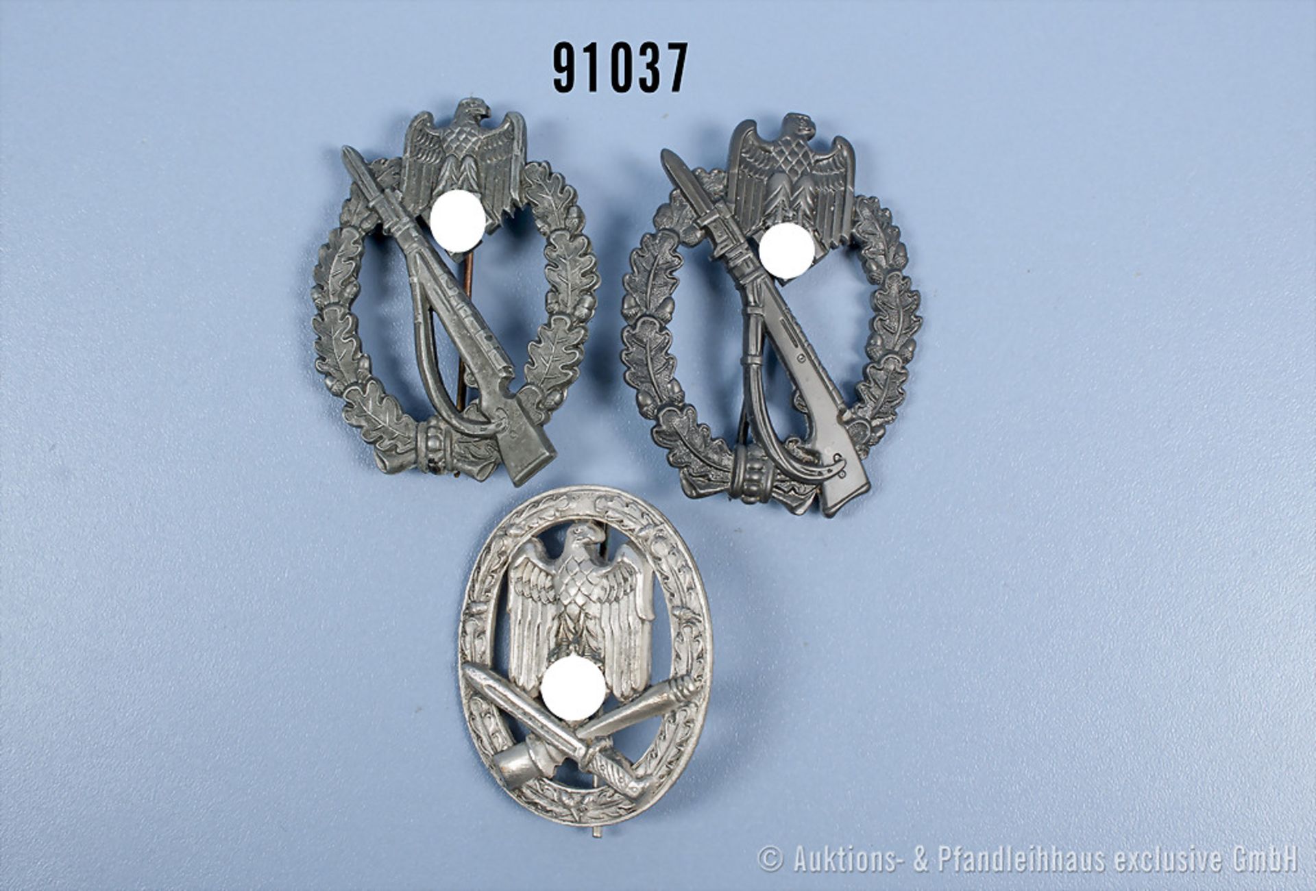 Konvolut 2 Infanterie-Sturmabzeichen in Bronze und Allgemeines Sturmabzeichen, jeweils ...