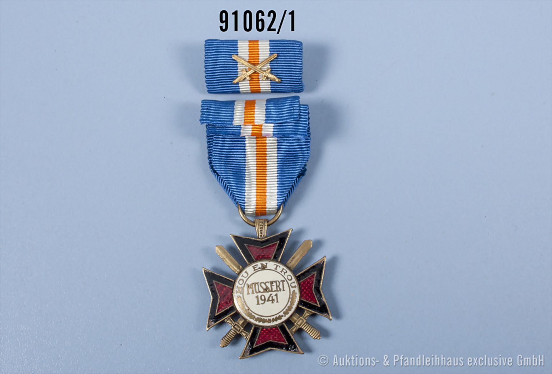 Holland Mussertkreuz 1941 mit dazugehöriger Feldspange, guter Zustand mit teilweise ...