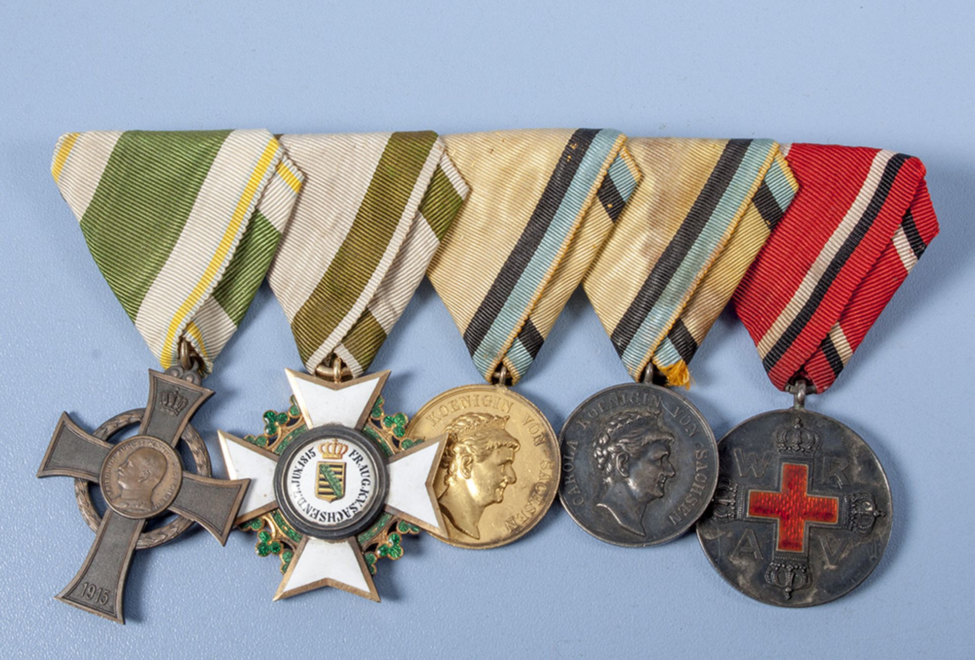 5er Ordensspange, Sachsen Kriegsverdienstkreuz, Zivilverdienstorden, Ritterkreuz 1. ...