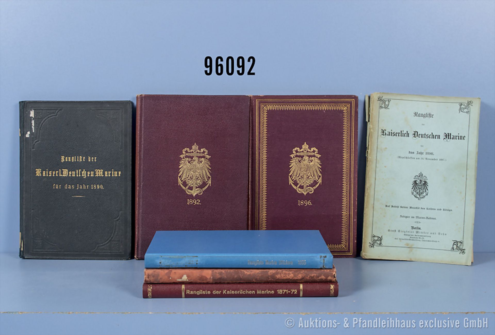 Konv. 7 "Ranglisten der Kaiserlich Deutschen Marine" 1871/72 (Nachdruck), 1889, 1890, ...