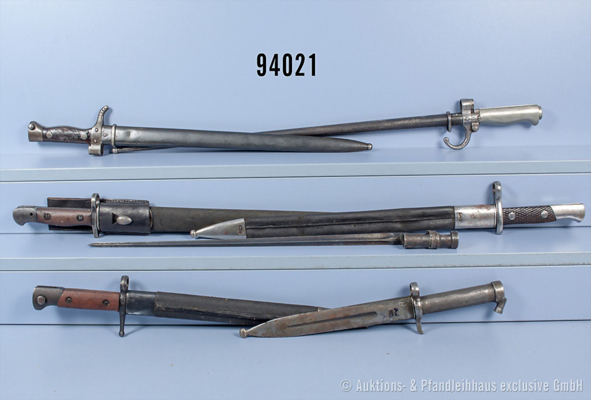 Konvolut 7 Bajonette, dabei 2 x Frankreich Lebel und M 1892, UdSSR Mosin Nagant M 91/30 ...