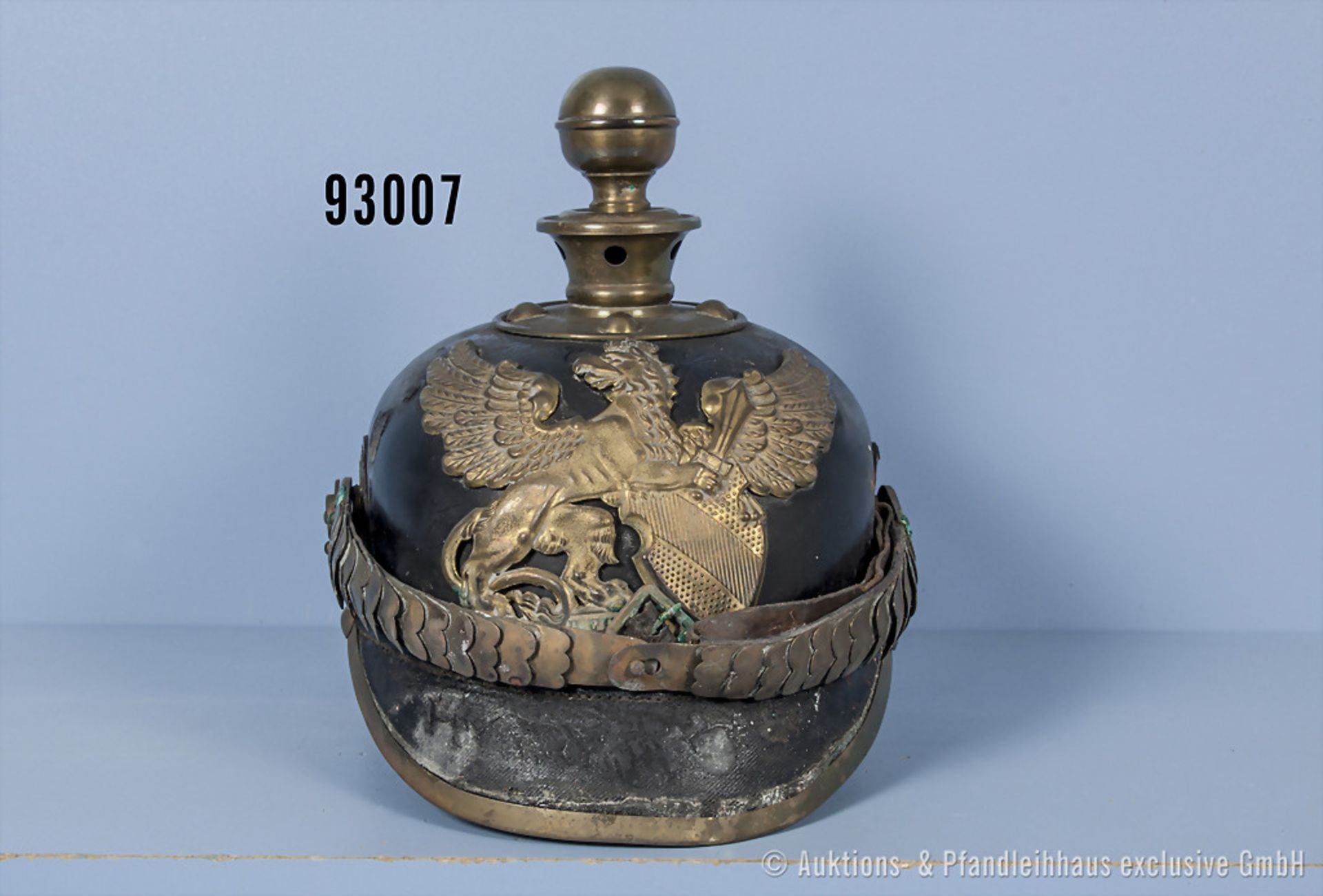 Baden Pickelhaube für Mannschaften der Feldartillerie, komplett mit gewölbter ...