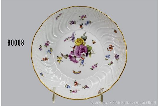 Großer Porzellan-Teller, Meissen, aus dem Service für Kaiser Wilhelm II. (1888-1918), ... - Bild 1 aus 2