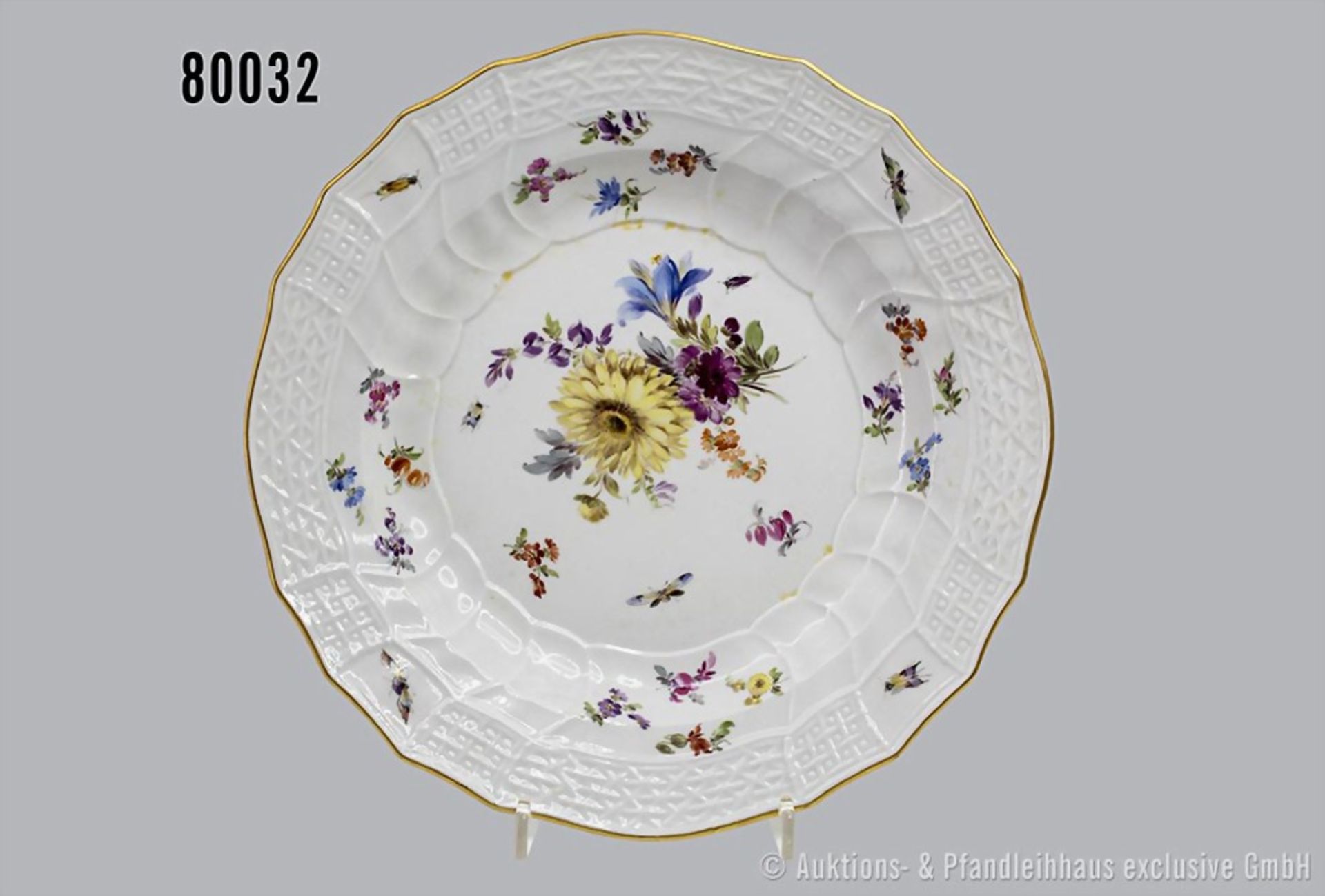 Porzellan flacher Teller, D 24 cm, Meissen, aus dem Service für Kaiser Wilhelm II. ...