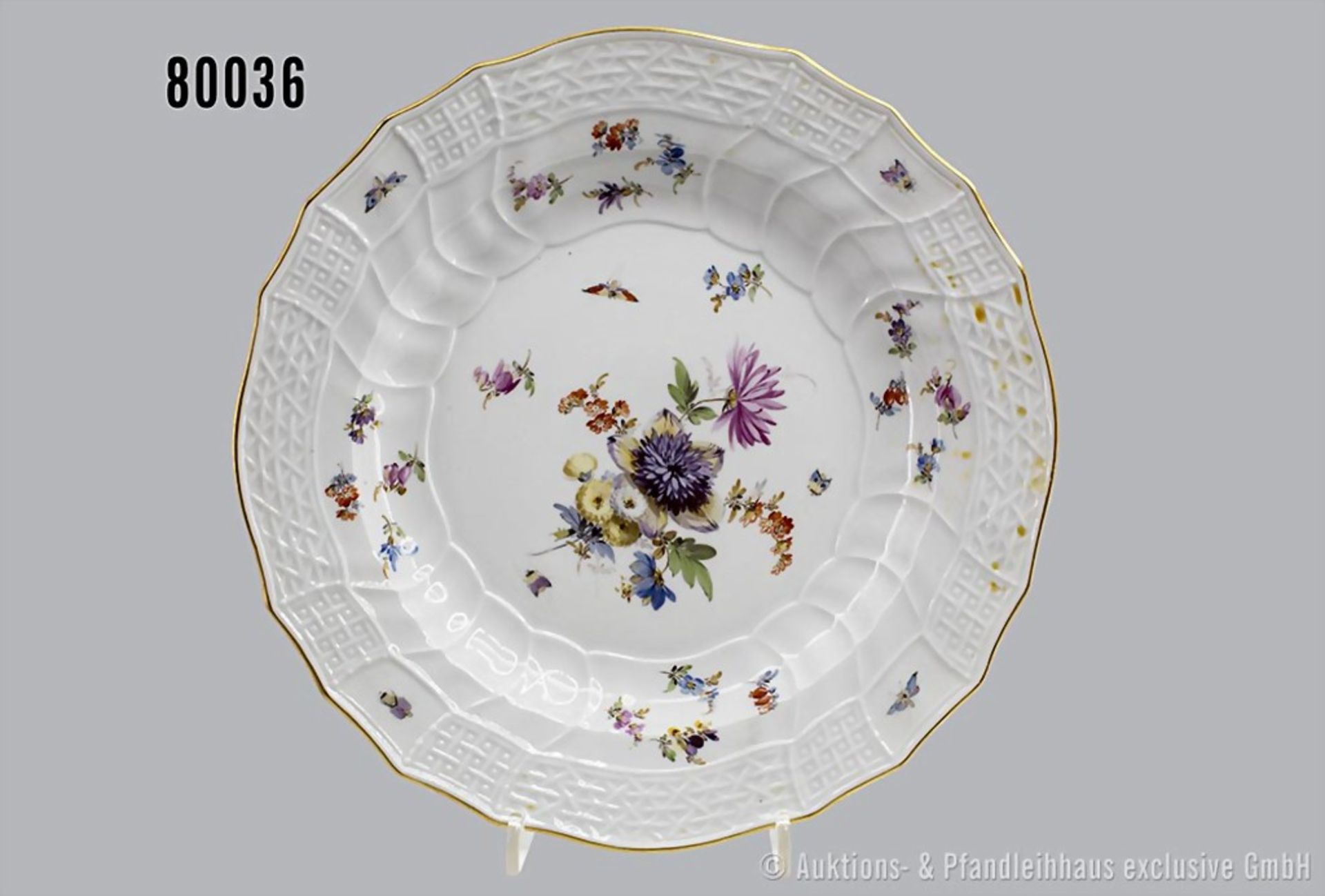 Porzellan flacher Teller, D 24 cm, Meissen, aus dem Service für Kaiser Wilhelm II. ...