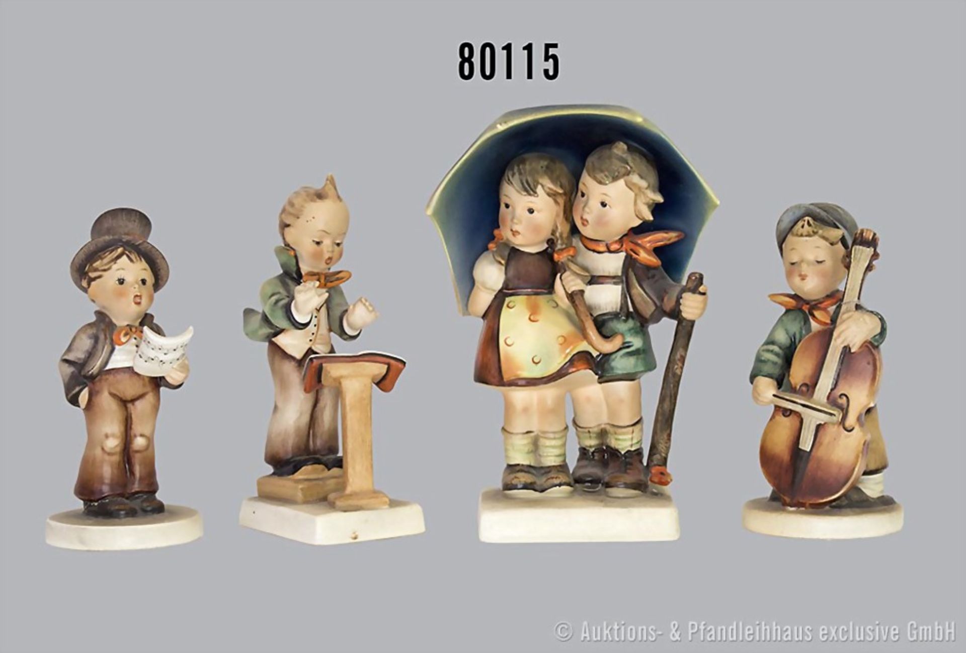 Konv. 4 Goebel Hummel Figuren, dabei 71 "Unter einem Dach", 131 "Kammersänger", 129 ...