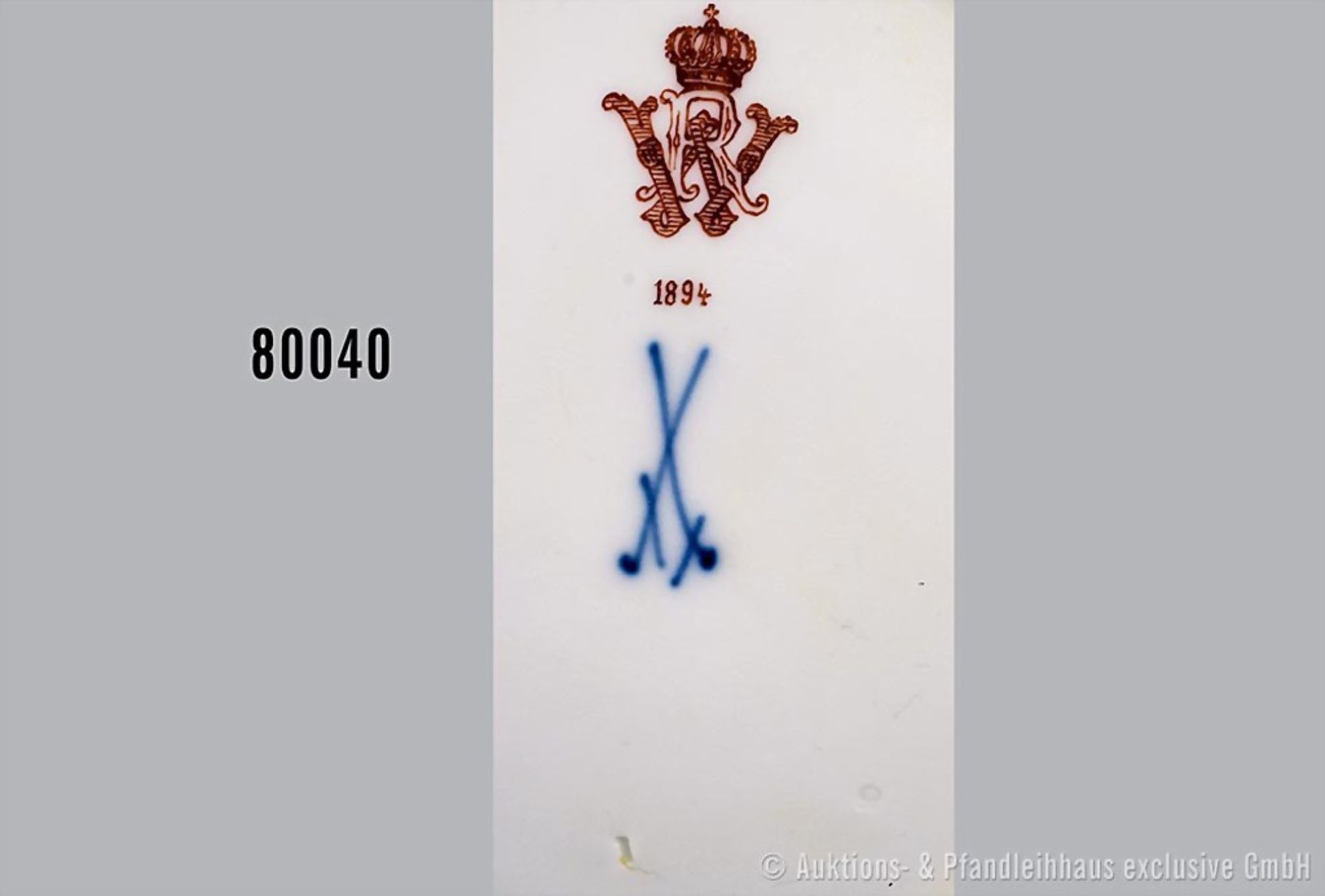 Porzellan flacher Teller, D 24 cm, Meissen, aus dem Service für Kaiser Wilhelm II. ... - Image 2 of 3