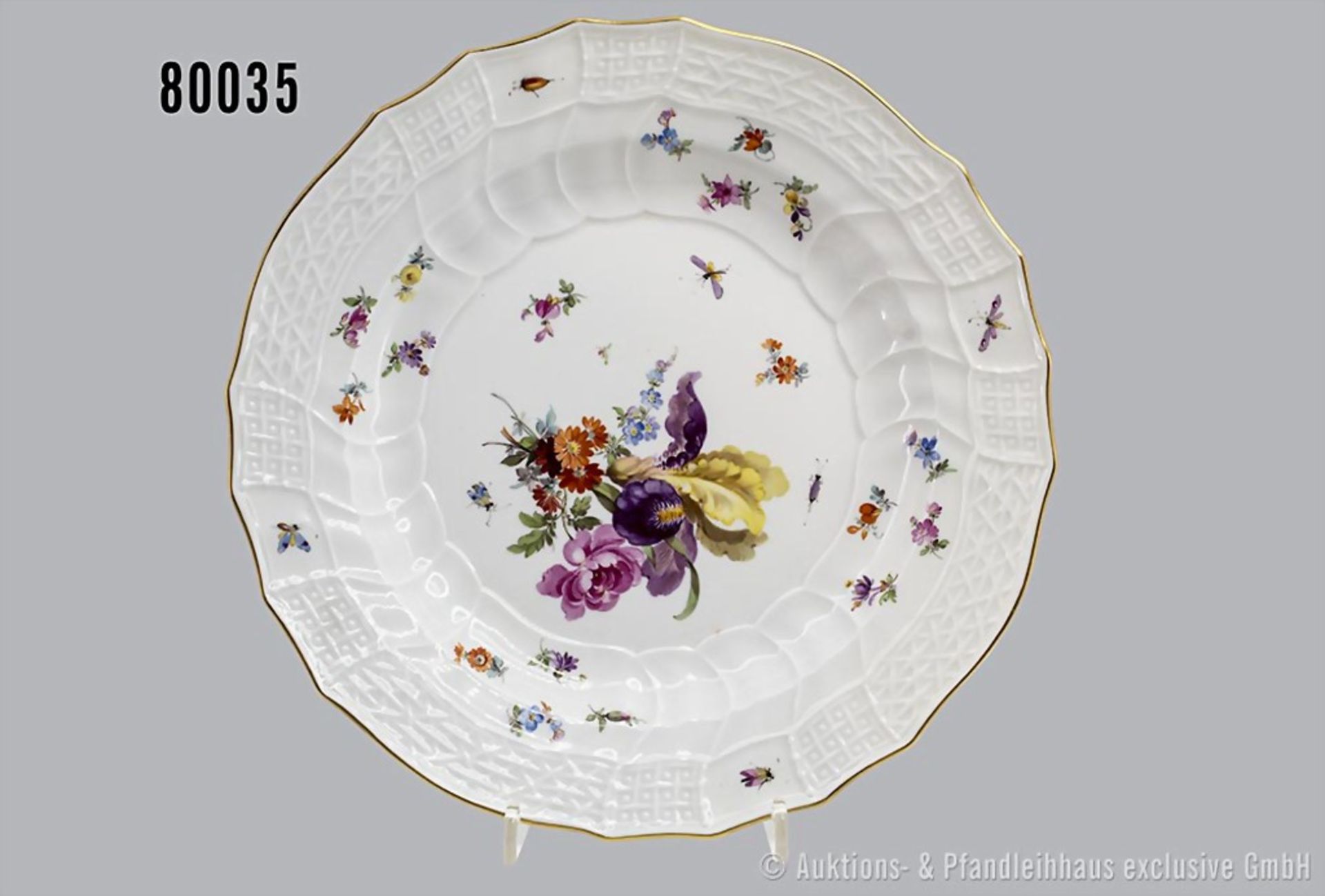 Porzellan flacher Teller, D 24 cm, Meissen, aus dem Service für Kaiser Wilhelm II. ...