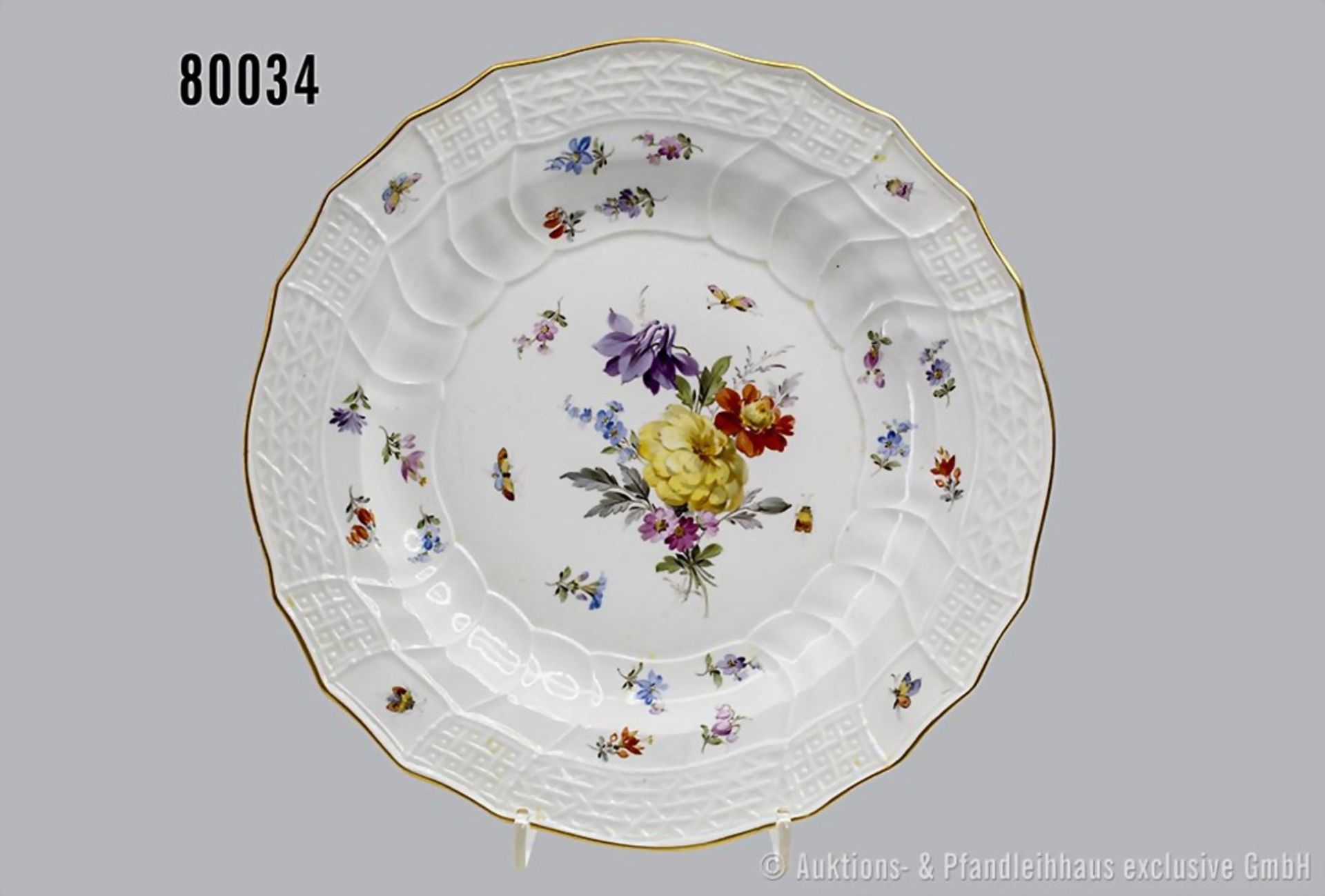 Porzellan flacher Teller, D 24 cm, Meissen, aus dem Service für Kaiser Wilhelm II. ...