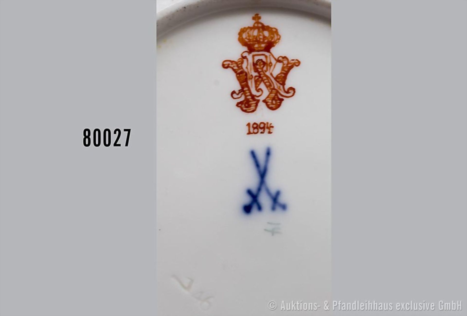 Konv. Porzellan Kuchenteller, D 20 cm und Untertasse, D 15 cm, Meissen, aus dem Service ... - Bild 2 aus 3