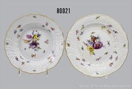 Konv. Porzellan flacher Teller, D 24 cm und Suppenteller, D 23 cm, Meissen, aus dem ...