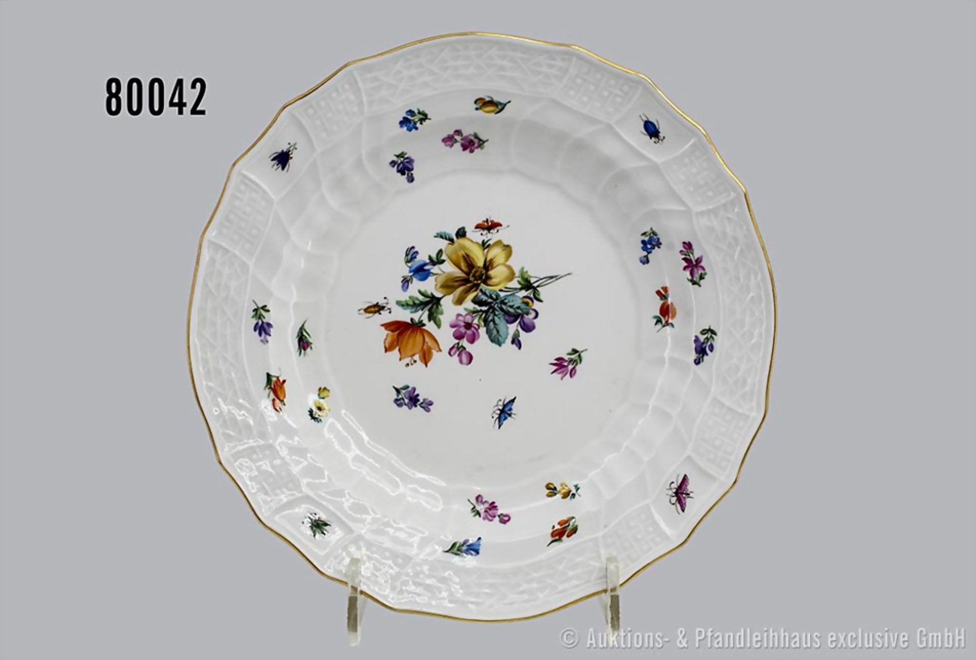 Porzellan flacher Teller, D 24 cm, Meissen, aus dem Service für Kaiser Wilhelm II. ...