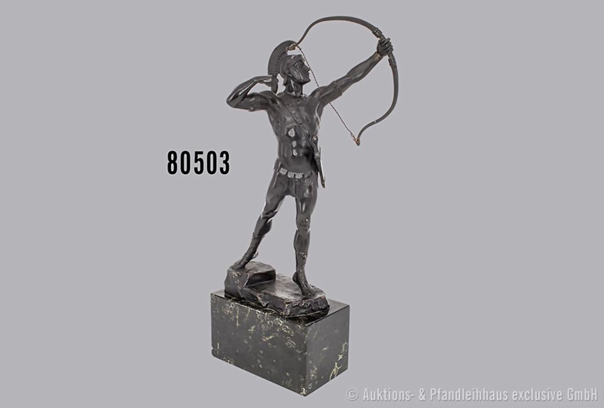Bronzeskulptur Bogenschütze, signiert "Effenberger", Bronzeguss, Gießereistempel "Bronze ...