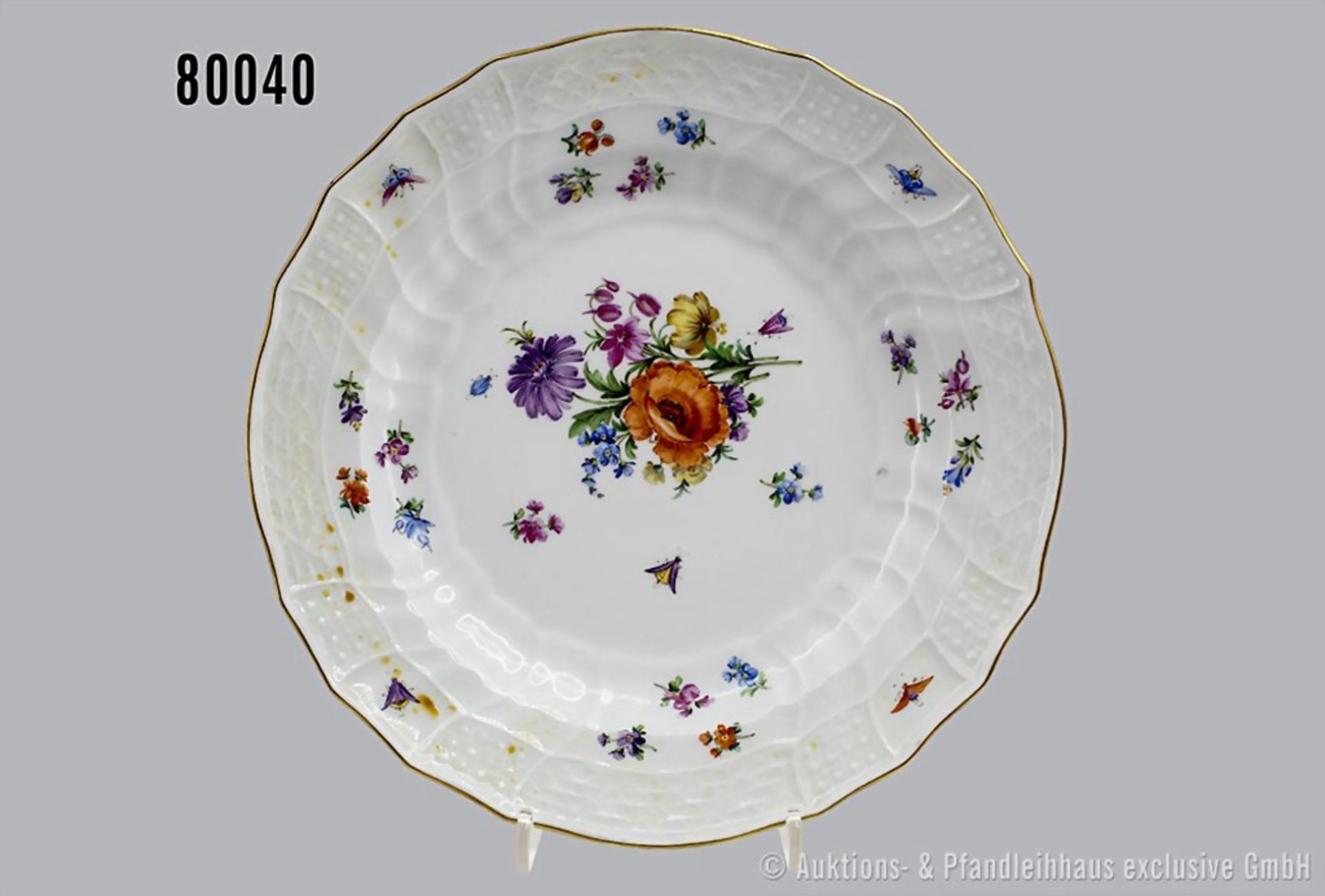 Porzellan flacher Teller, D 24 cm, Meissen, aus dem Service für Kaiser Wilhelm II. ...