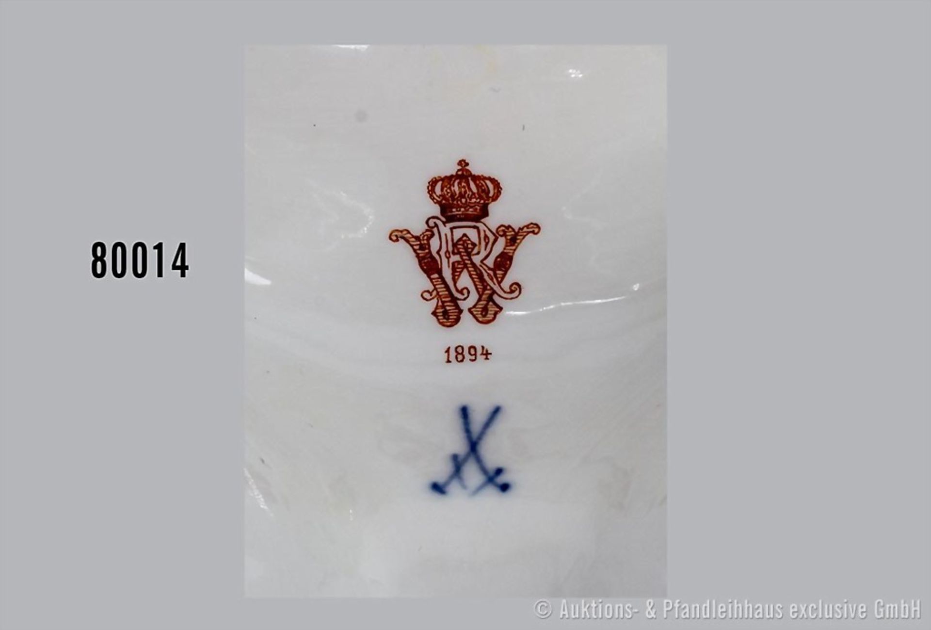 Große Porzellan-Dreischale mit Griff, Meissen, aus dem Service für Kaiser Wilhelm II. ... - Image 2 of 4