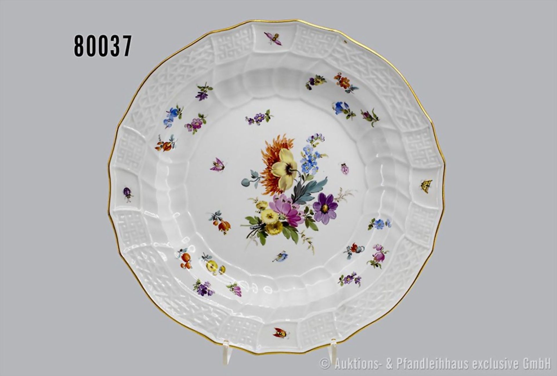 Porzellan flacher Teller, D 24 cm, Meissen, aus dem Service für Kaiser Wilhelm II. ...