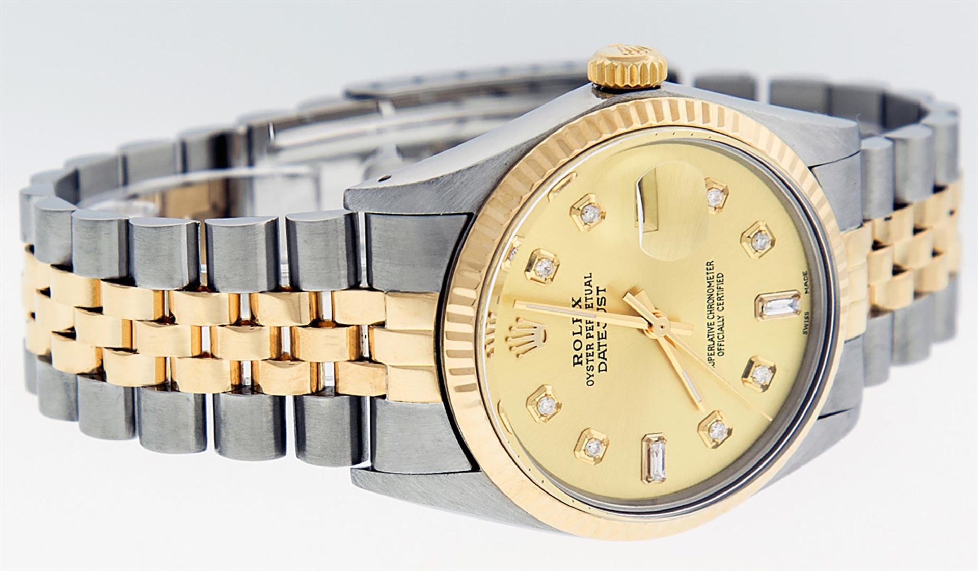 Rolex Mens 2 Tone Champagne Diamond 36MM Datejust Wristwatch - Image 4 of 9