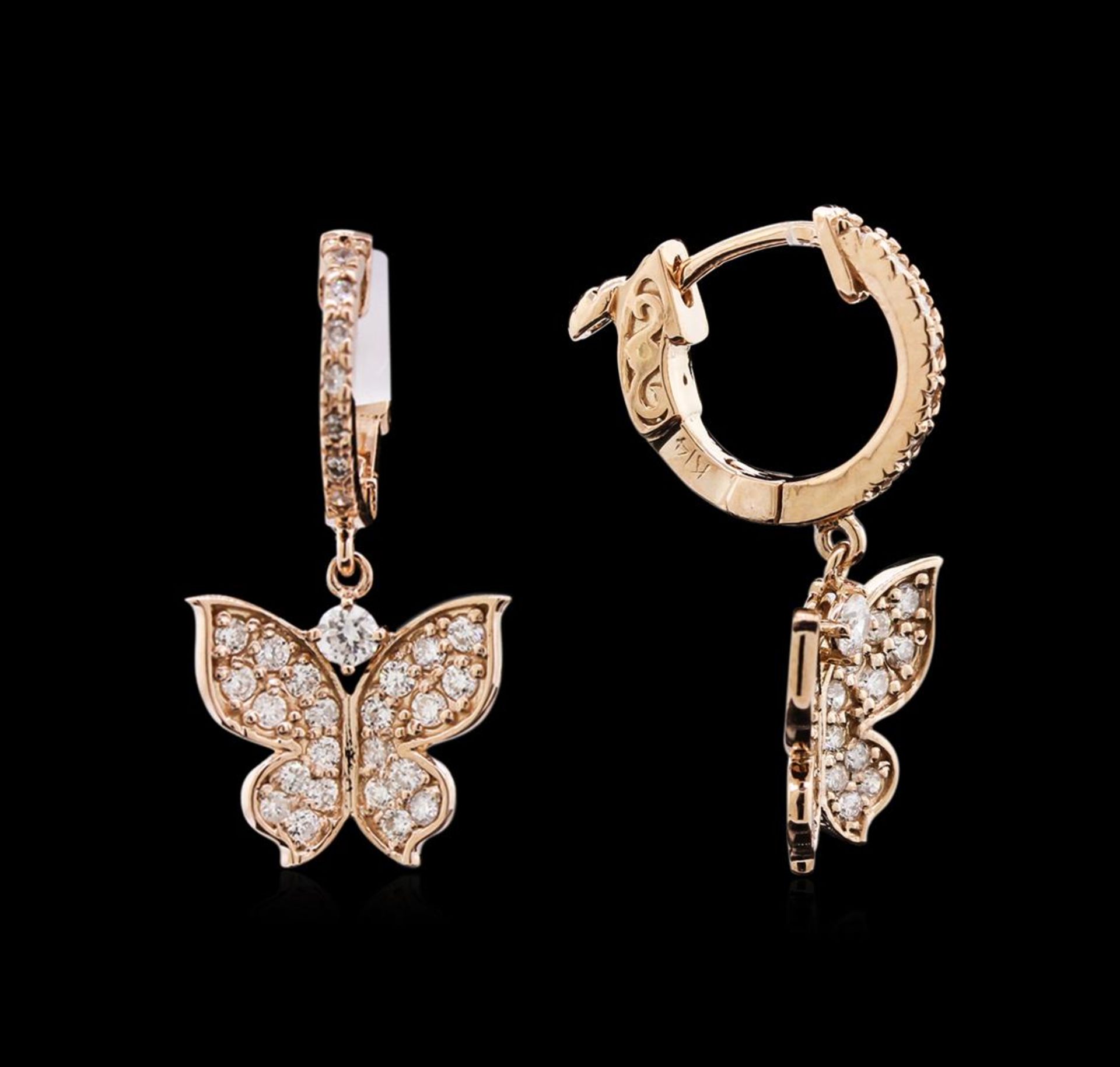 0.73 ctw Diamond Earrings - 14KT Rose Gold - Image 2 of 2
